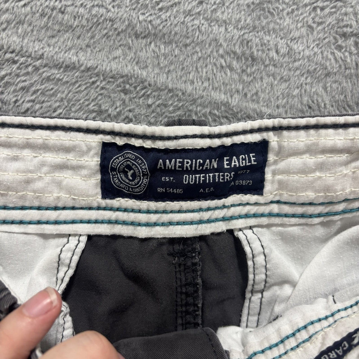 American Eagle Mens 26 Gray Cargo Shorts Faded Casual Utility Summer