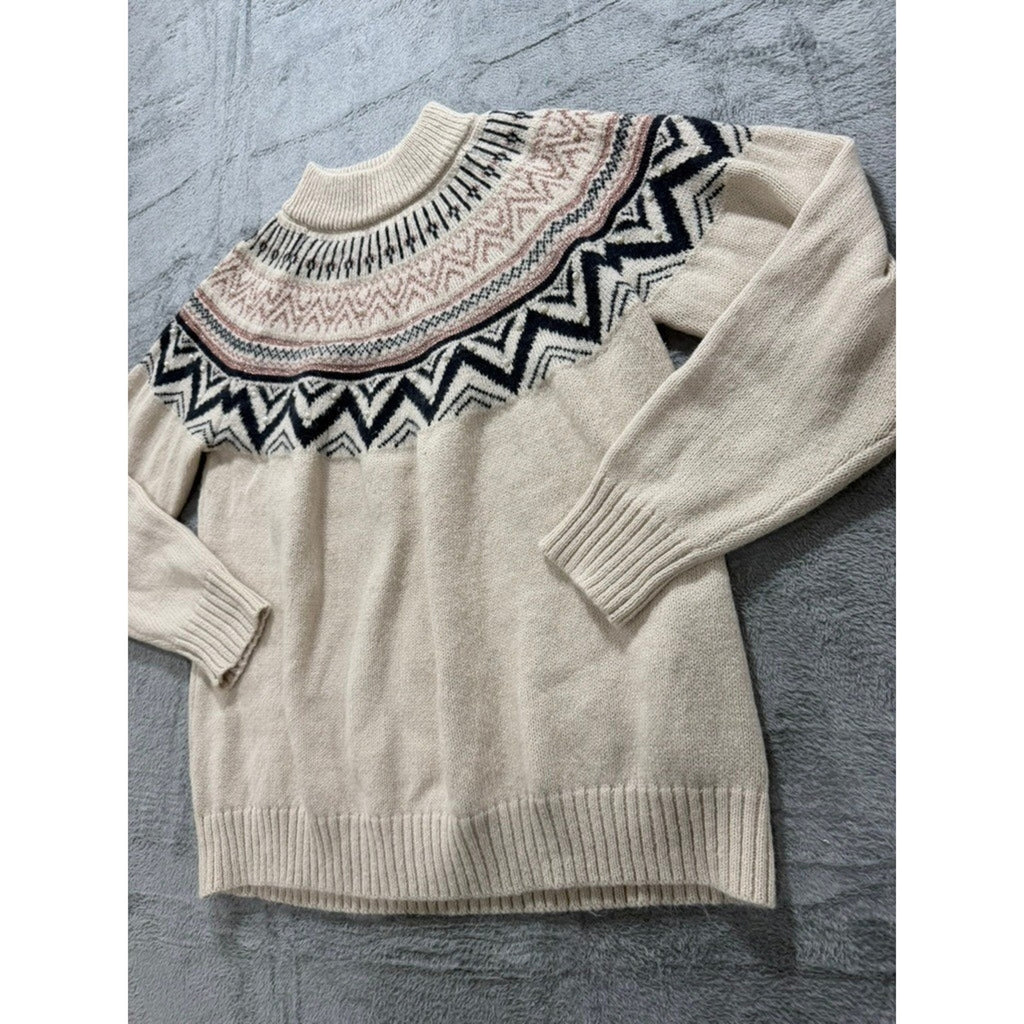 Maurices Fair Isle Mock Neck Sweater Womens XXL Cream Nordic Cozy Pullover
