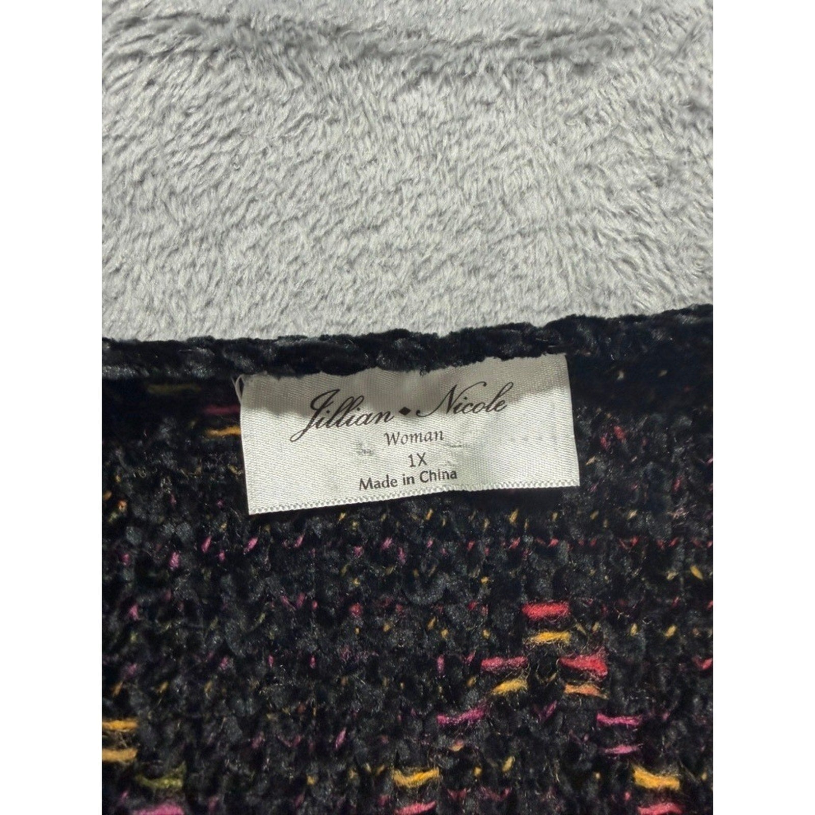 Jillian Nicole Woman Sweater 1X Multicolor Chunky Knit V Neck Cozy Plus