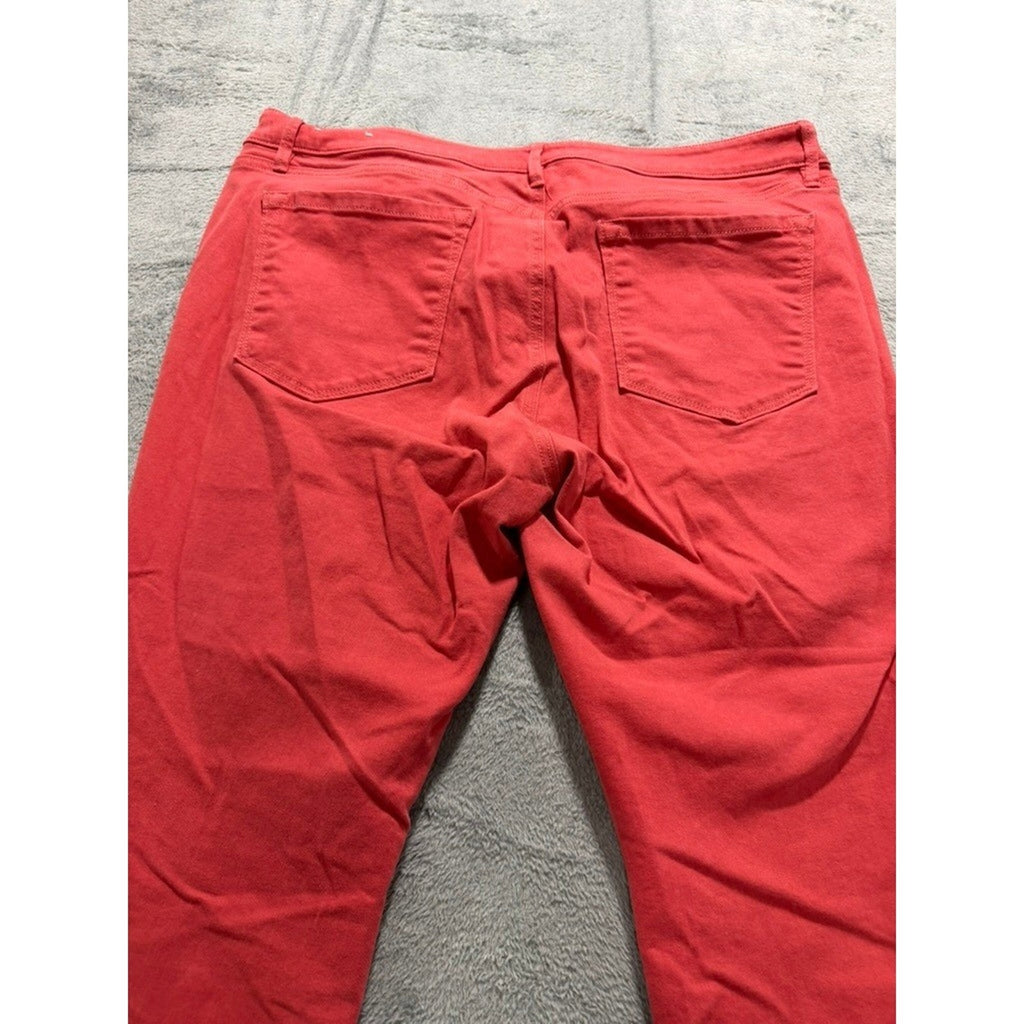 Ann Taylor LOFT Curvy Skinny Ankle Pants Coral Red Size 16 Zipper Hem Stretch