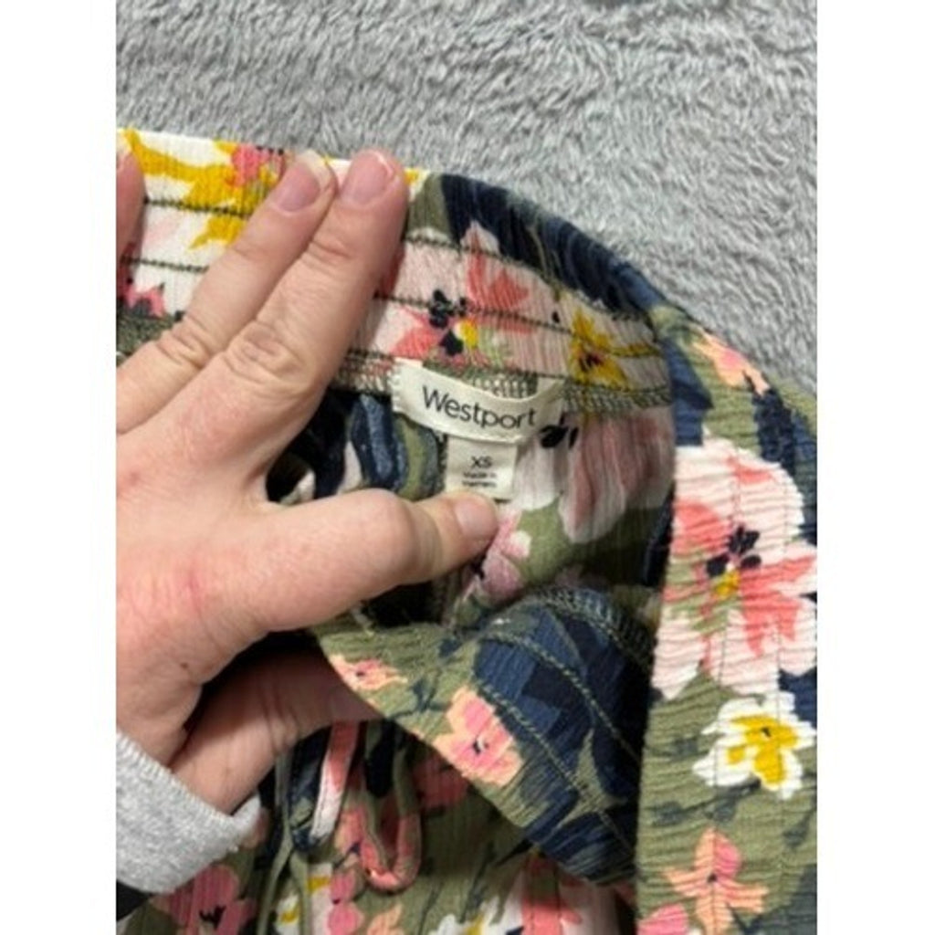 Westport Cropped Pants Womens XS Floral Pull On Elastic Waist Wide Leg