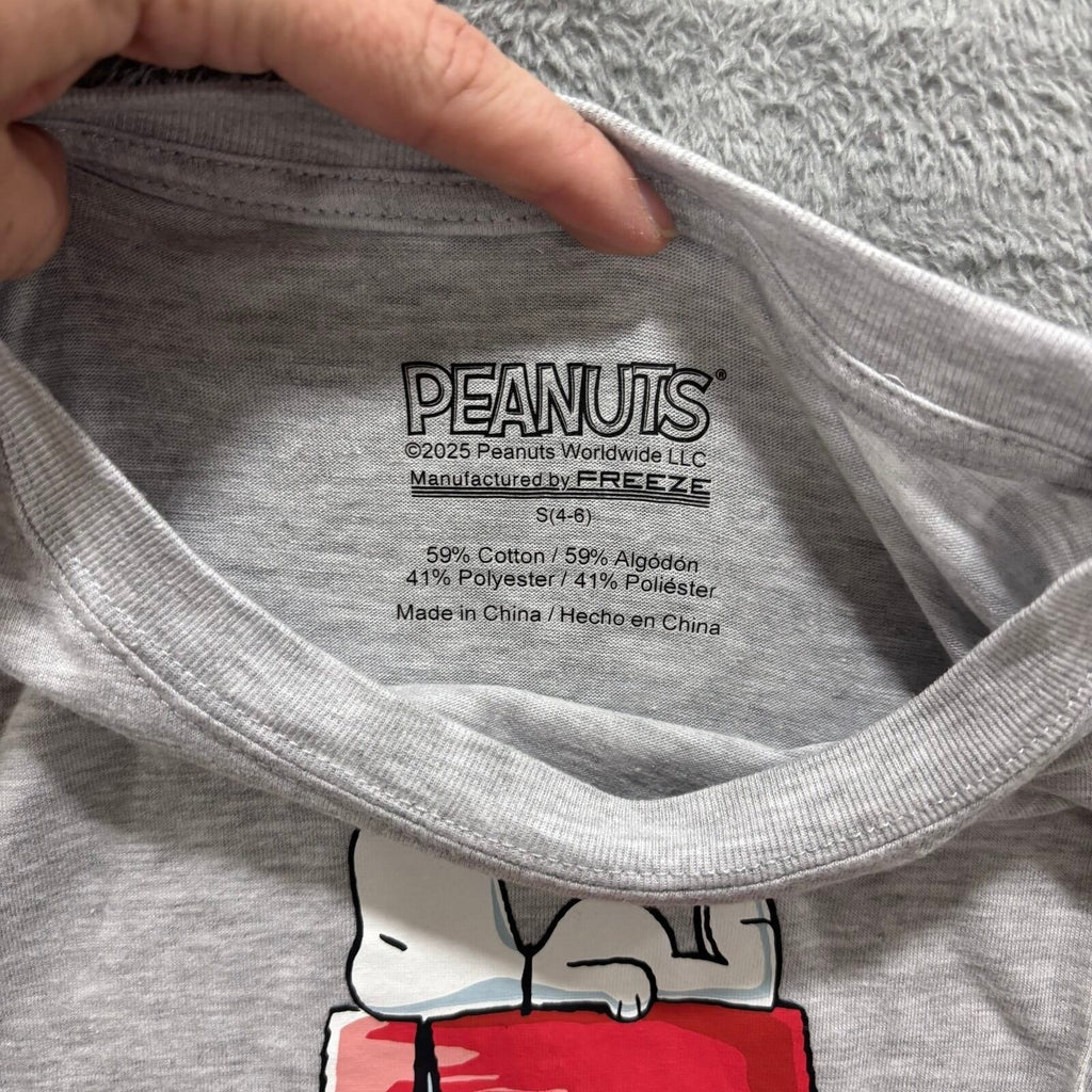 Peanuts Womens S Heather Grey Snoopy Graphic T-Shirt Casual Vintage Style