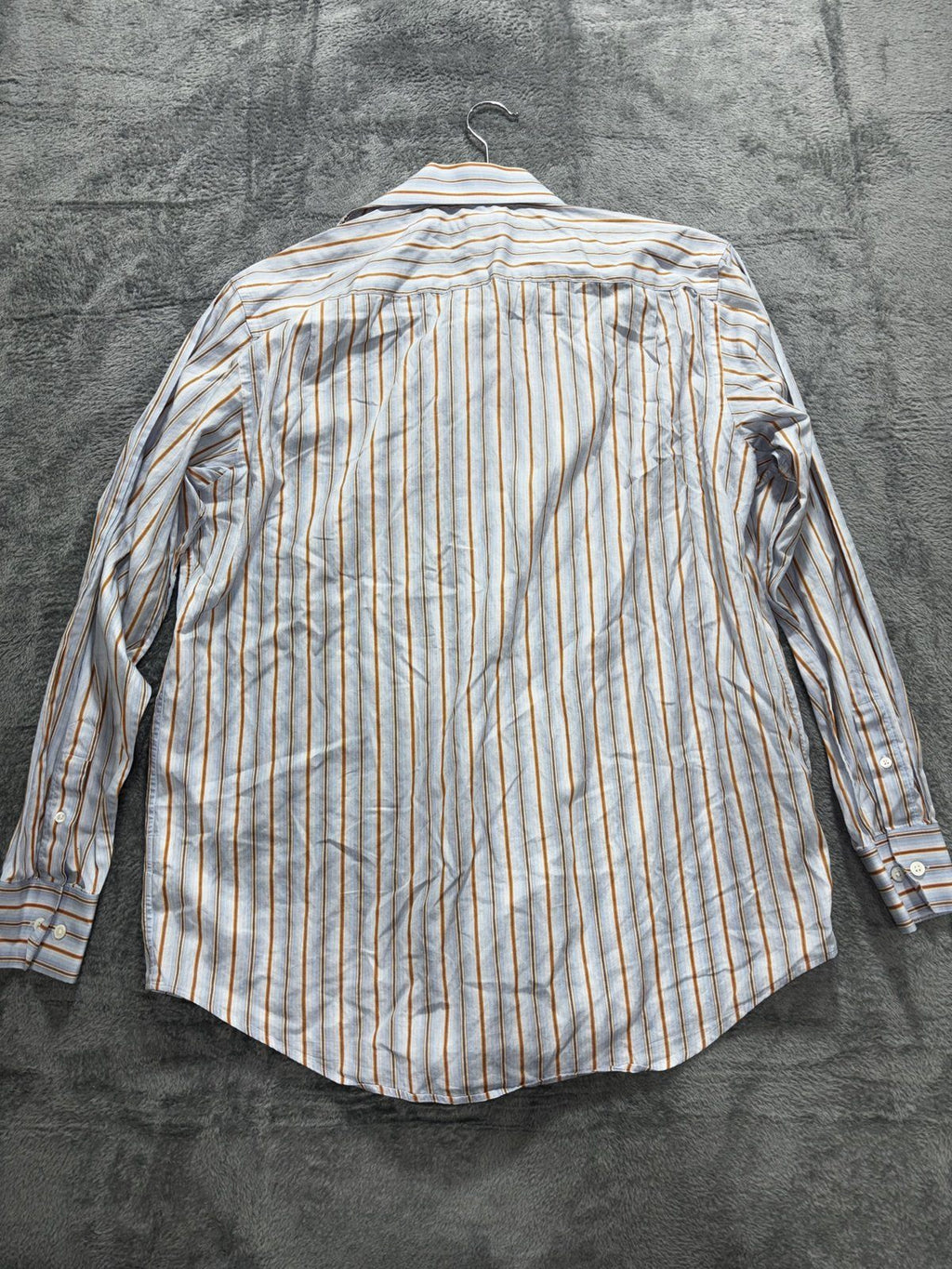 Banana Republic Mens 15-15 1/2 M Blue Striped Long Sleeve Button Up Dress Shirt