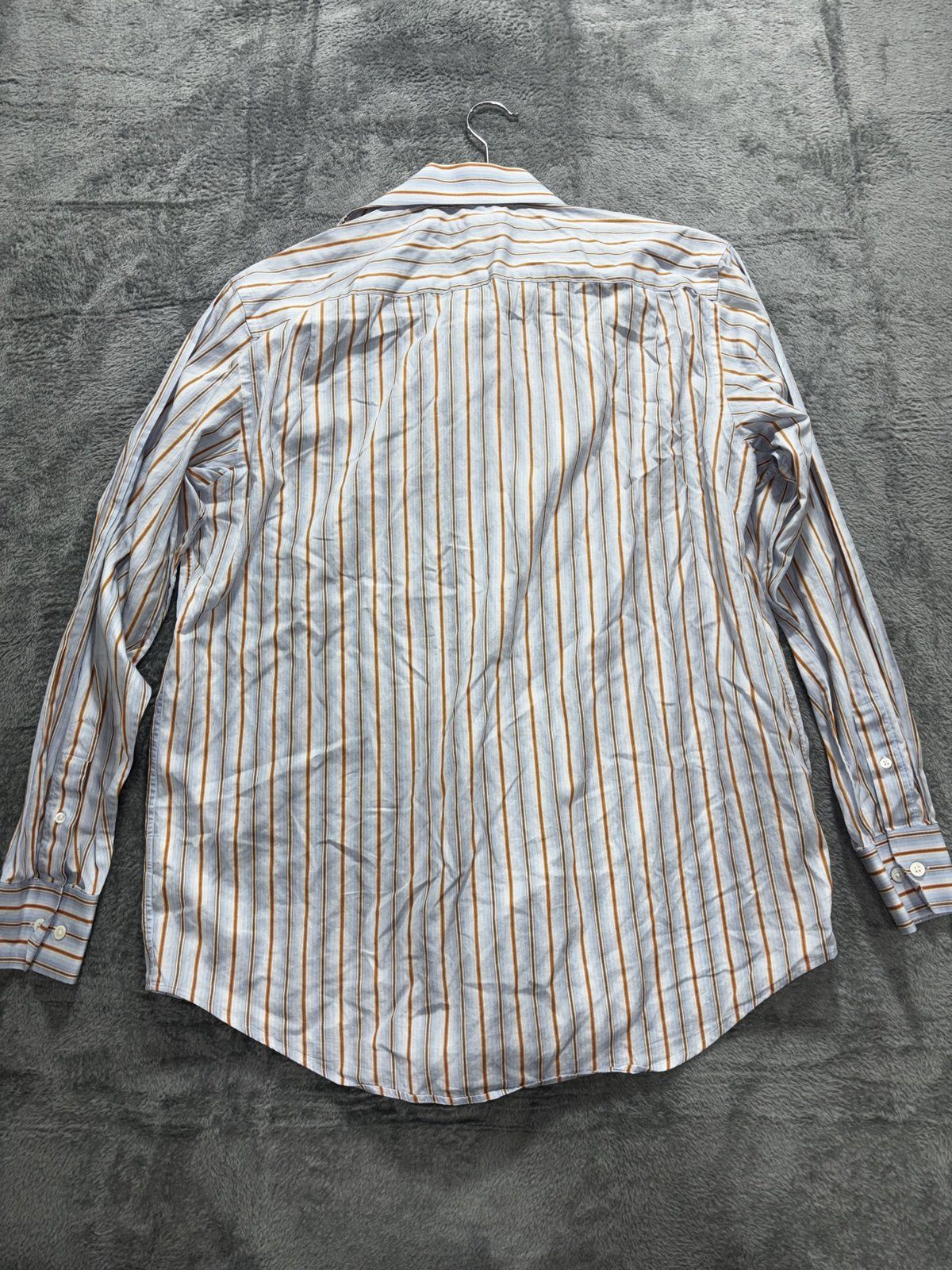 Banana Republic Mens 15-15 1/2 M Blue Striped Long Sleeve Button Up Dress Shirt