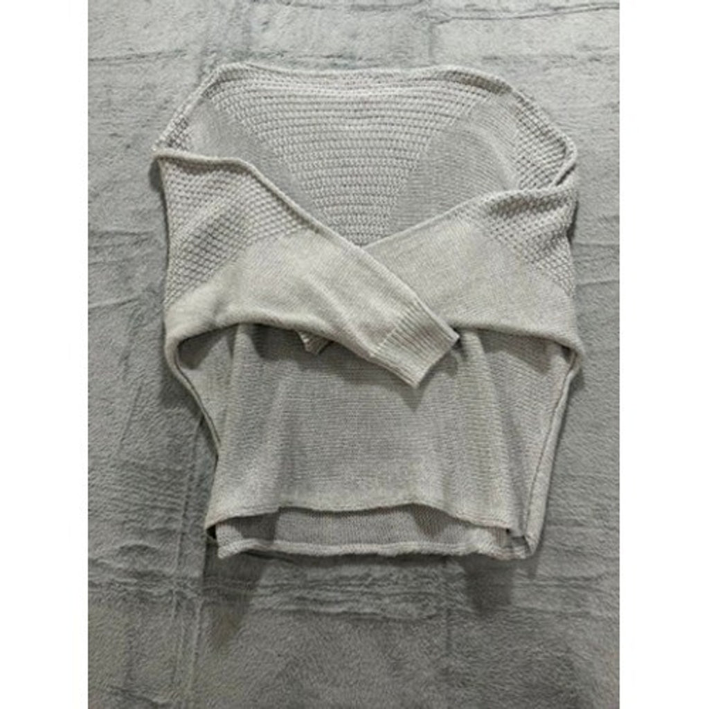 Luisa Ricci Italy Women Light Gray Mixed Knit Batwing Boat Neck Sweater Large