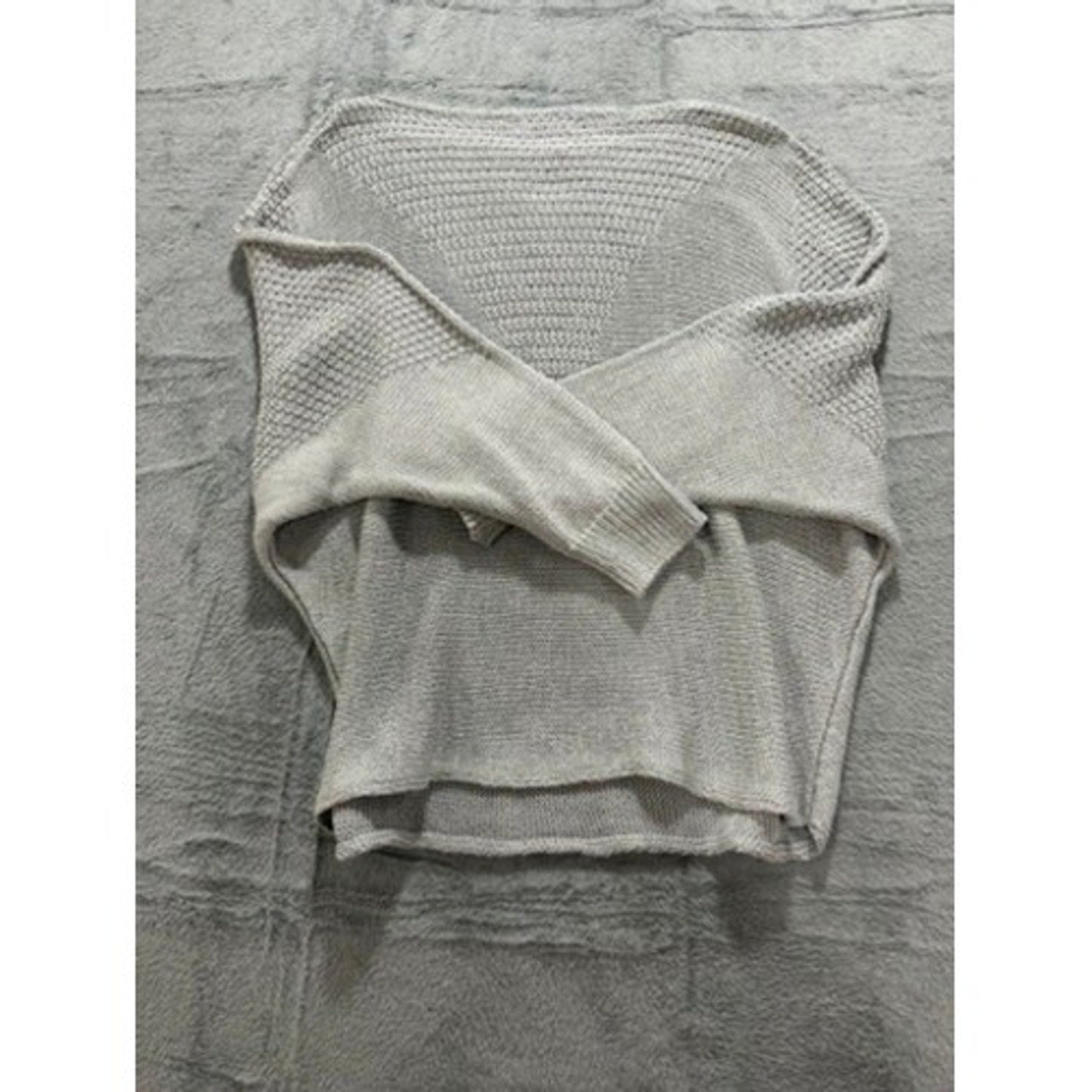 Luisa Ricci Italy Women Light Gray Mixed Knit Batwing Boat Neck Sweater Large