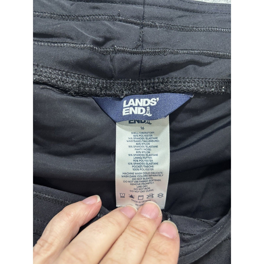 Lands End 16 Black Womens Athletic Shorts Activewear Gym Athleisure Lightweight