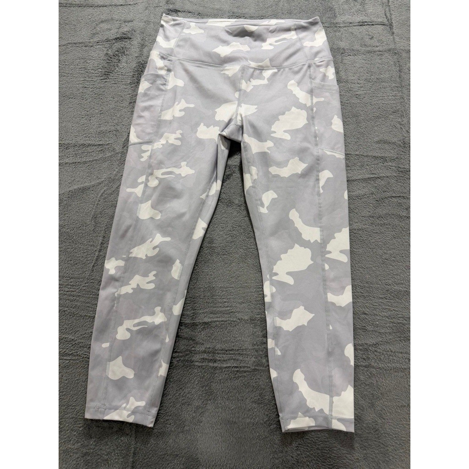 Yogalicious Lux Grey Camo High Waist Leggings XL Pockets Buttery Soft Gym
