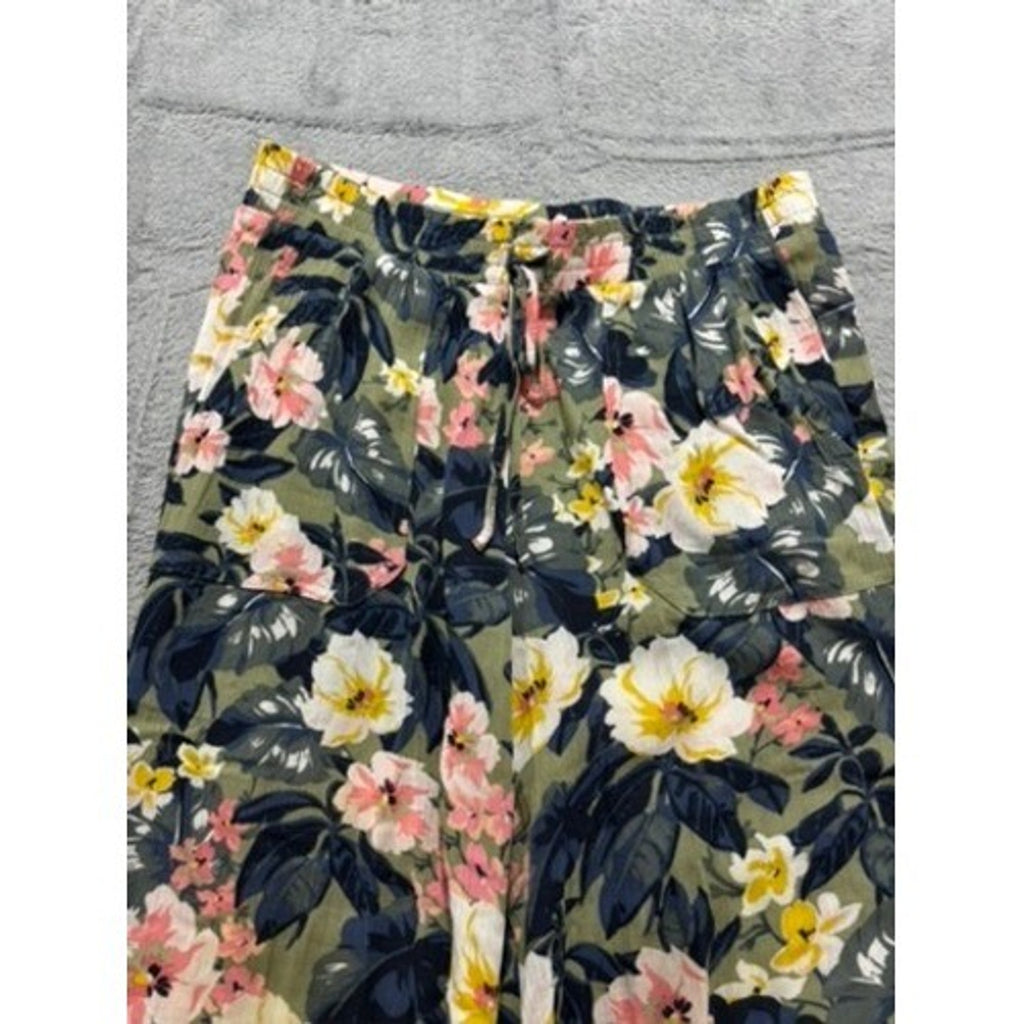 Westport Cropped Pants Womens XS Floral Pull On Elastic Waist Wide Leg