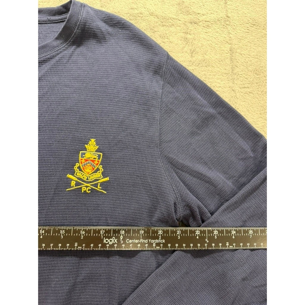 Polo Ralph Lauren Mens XL Navy Waffle Knit Thermal Sleepwear Top Crest Logo RLPC