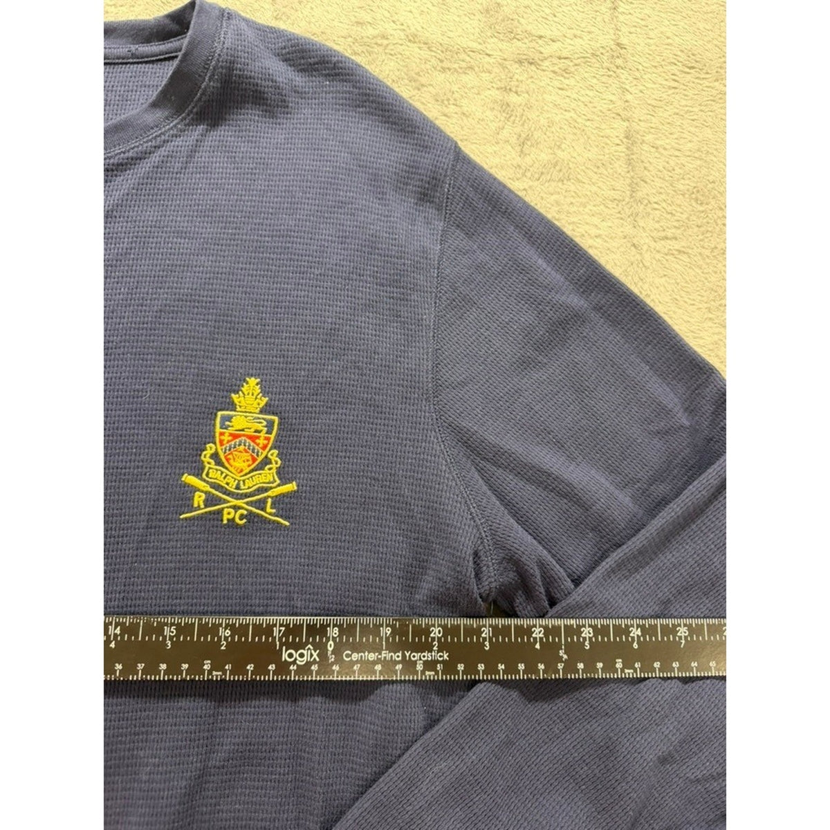 Polo Ralph Lauren Mens XL Navy Waffle Knit Thermal Sleepwear Top Crest Logo RLPC