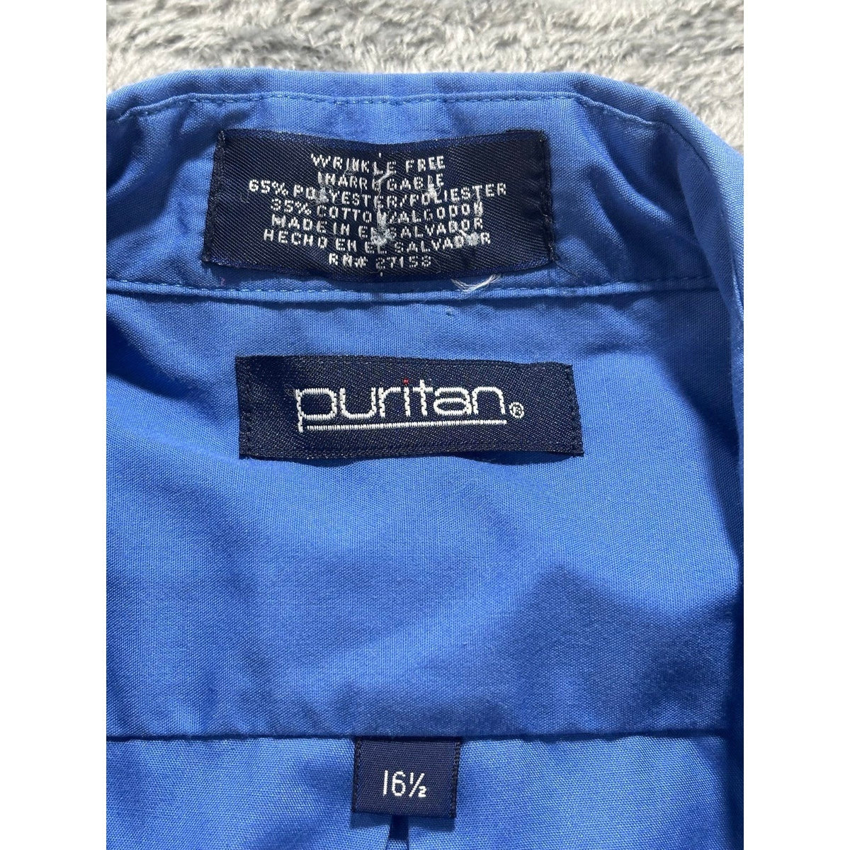 Puritan 16.5 Blue Short Sleeve Button Front Shirt Mens Casual Classic Preppy