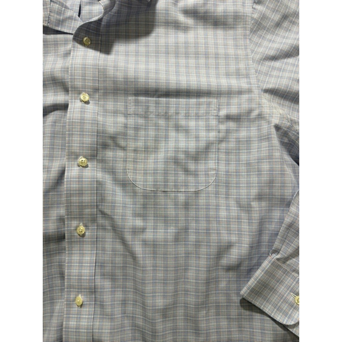 Brooks Brothers Dress Shirt Mens Large 16.5 34 Blue Check Cotton Classic