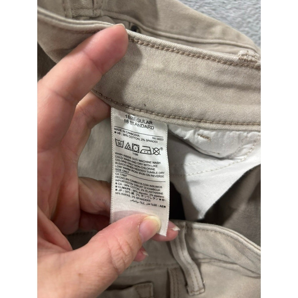 Old Navy Rockstar Mid-Rise Skinny Jeans Tan Khaki Stretch Pants Women 18 Regular