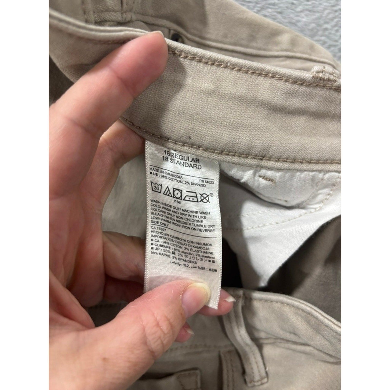 Old Navy Rockstar Mid-Rise Skinny Jeans Tan Khaki Stretch Pants Women 18 Regular