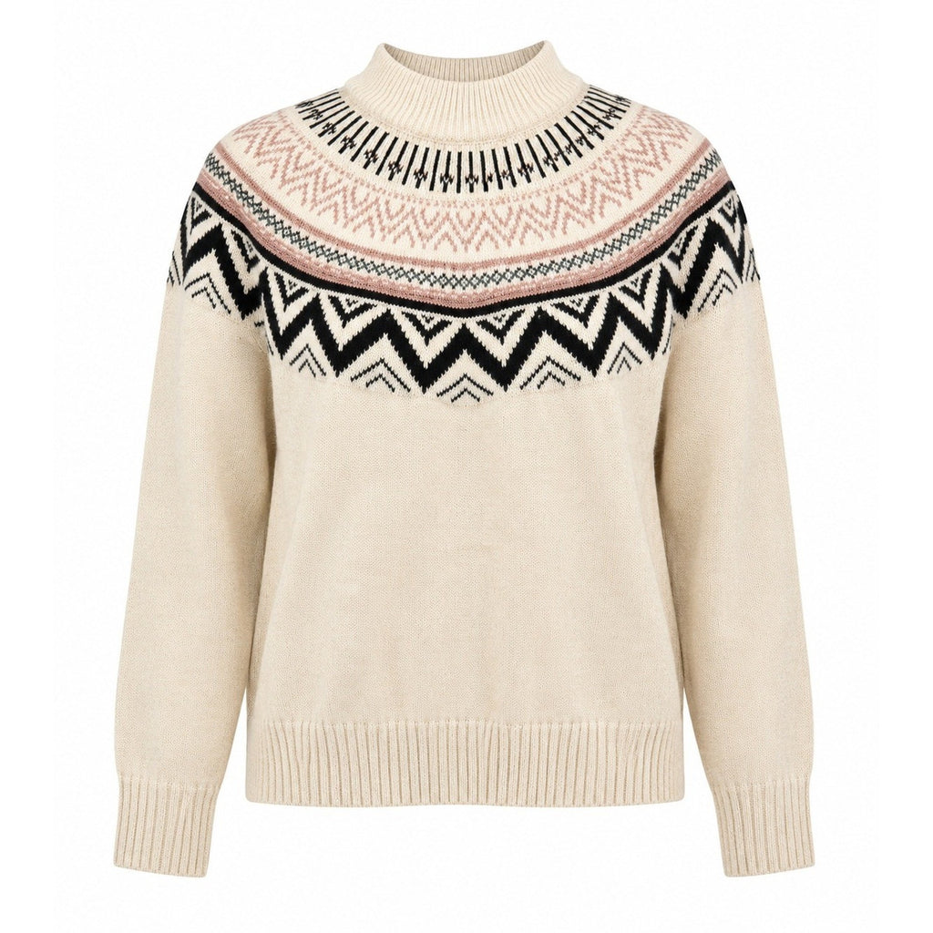 Maurices Fair Isle Mock Neck Sweater Womens XXL Cream Nordic Cozy Pullover