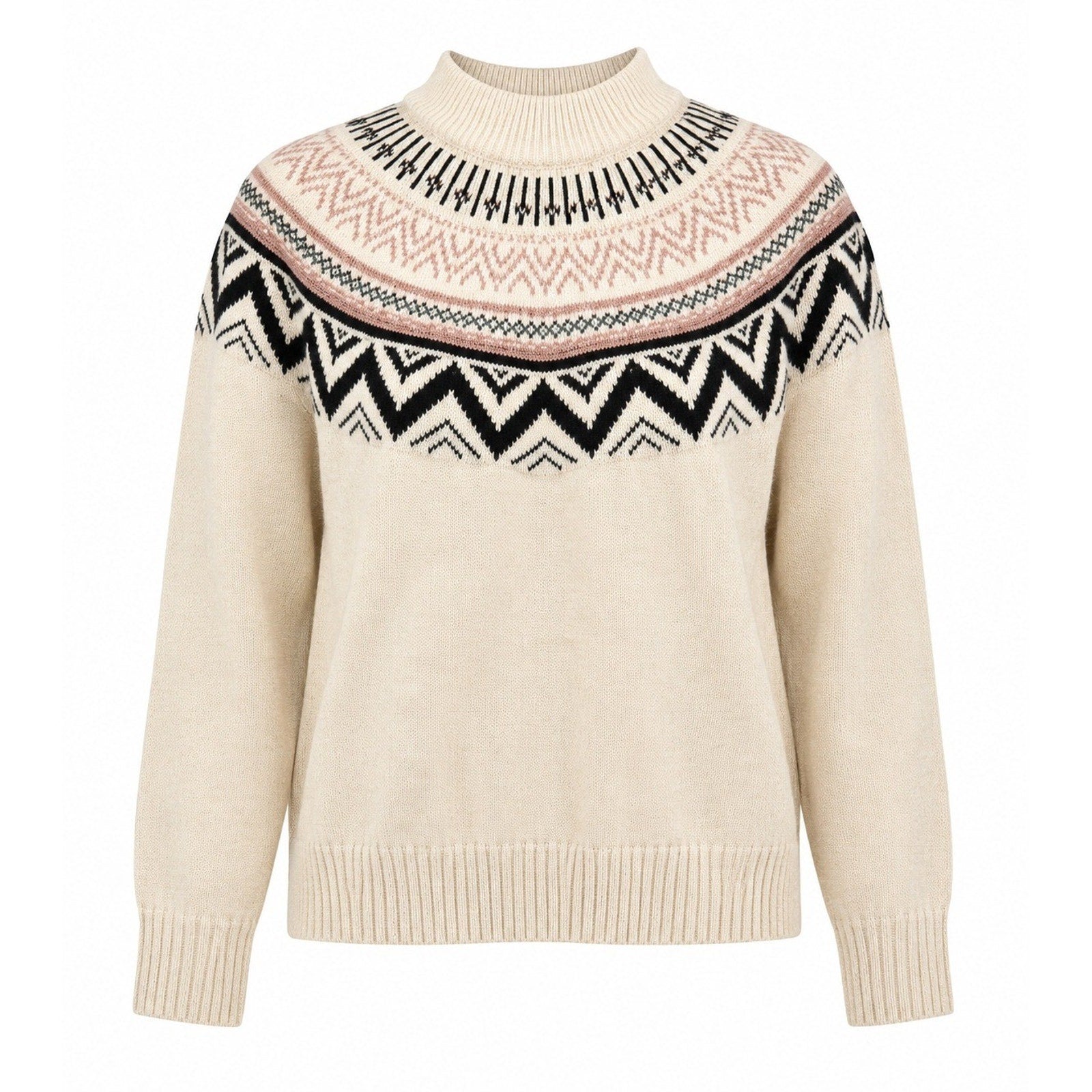 Maurices Fair Isle Mock Neck Sweater Womens XXL Cream Nordic Cozy Pullover
