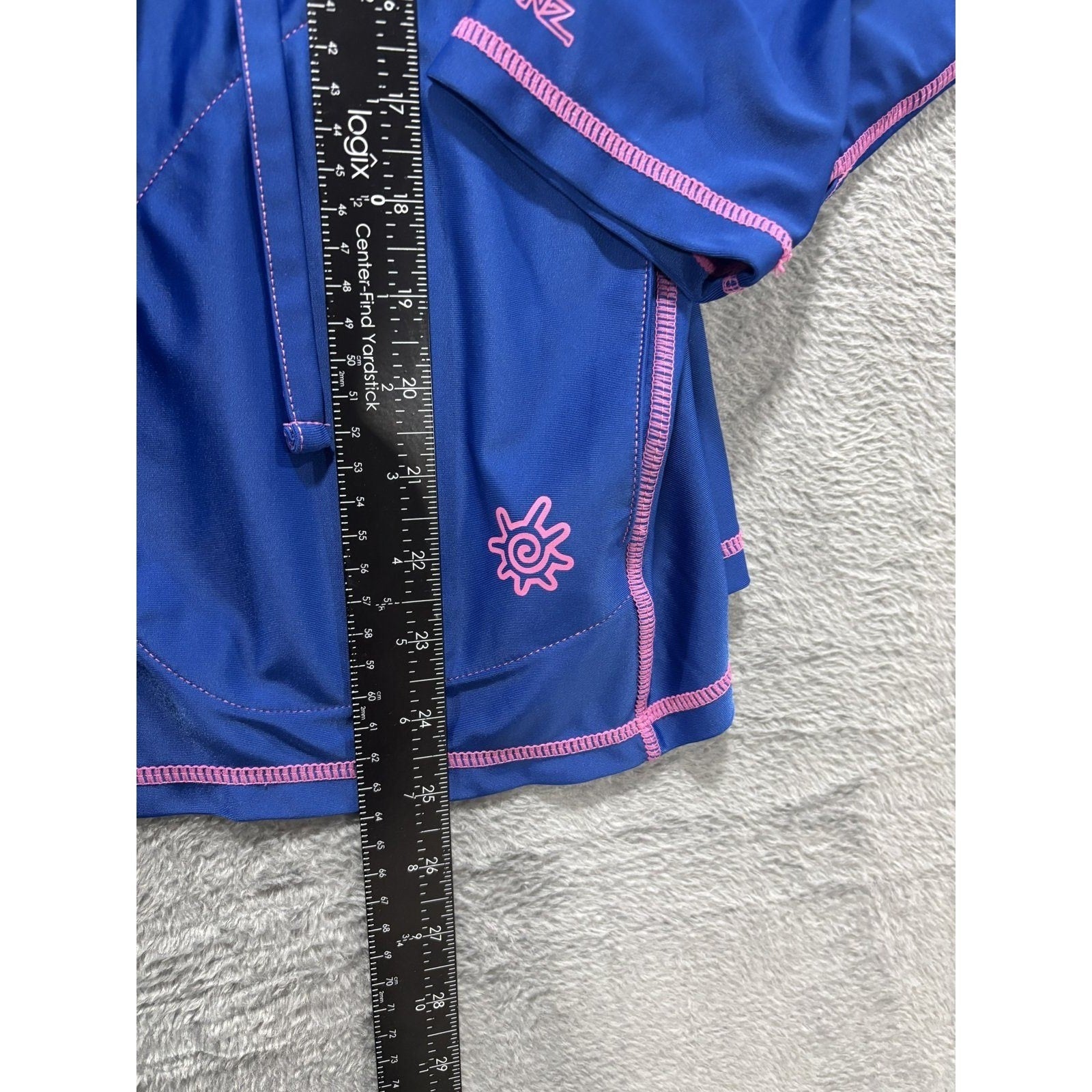 UV Skinz Womens 3XL Blue Pink Full Zip Hooded Rash Guard Swim Shirt Athleisure