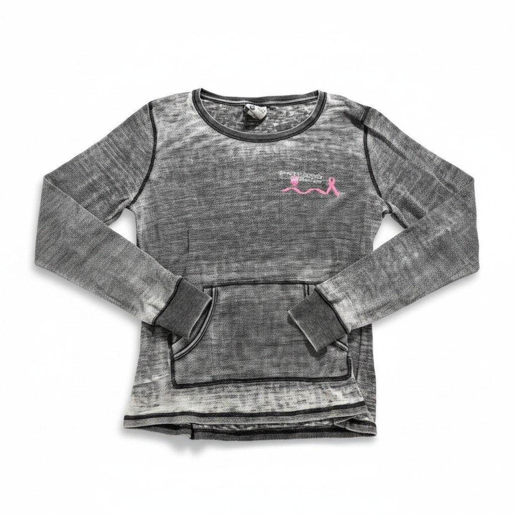 Zen by J. America Womens XXL Gray Thermal Hoodie Shirt Casual Vintage
