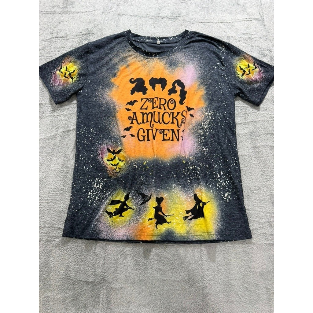 Zero Amucks Given Hocus Pocus Halloween Graphic Tee Charcoal Gray XL Spooky Goth
