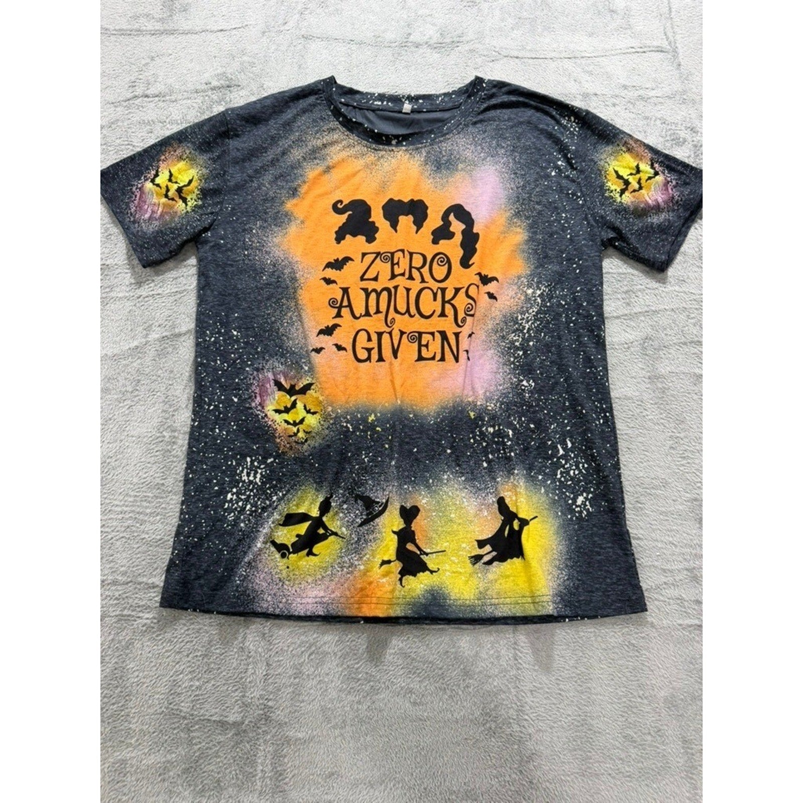 Zero Amucks Given Hocus Pocus Halloween Graphic Tee Charcoal Gray XL Spooky Goth