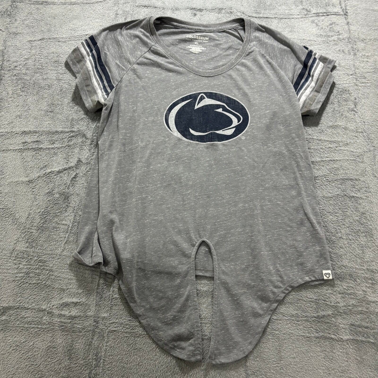 Colosseum Womens XL Gray Penn State Nittany Lions Tie Front T-Shirt Athleisure