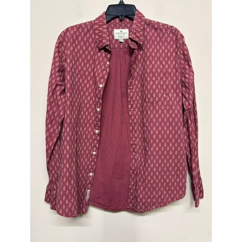 American Eagle Seriously Soft Classic Fit Button Up Shirt Men's Medium Pattern