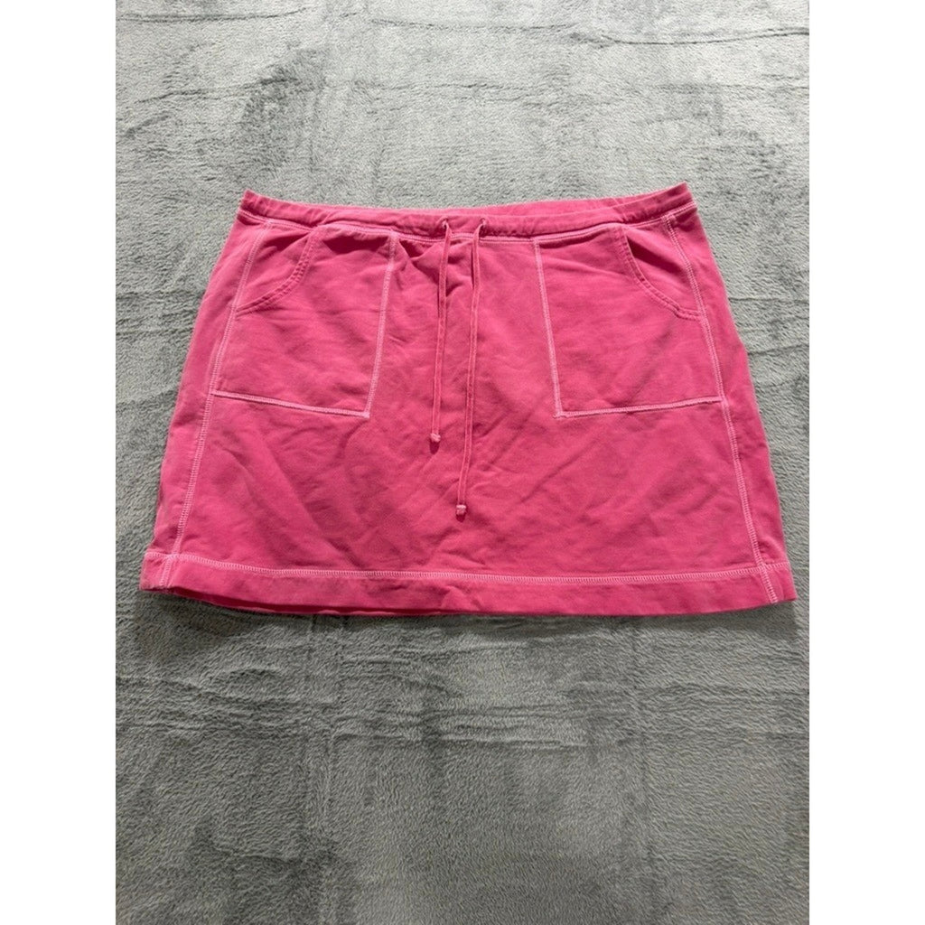 Gap Womens XL Pink Cotton Stretch Drawstring Mini Skirt w Pockets French Terry