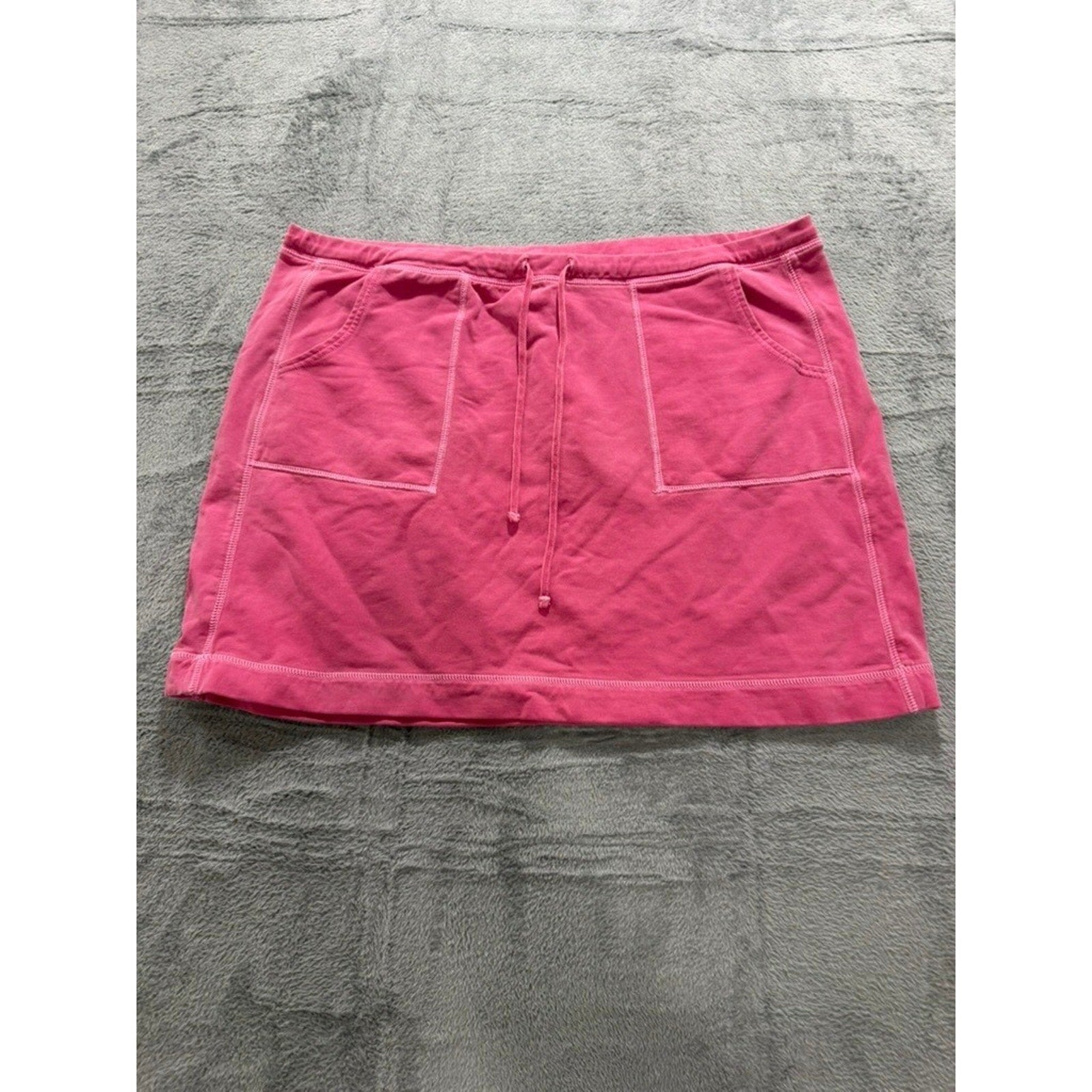Gap Womens XL Pink Cotton Stretch Drawstring Mini Skirt w Pockets French Terry