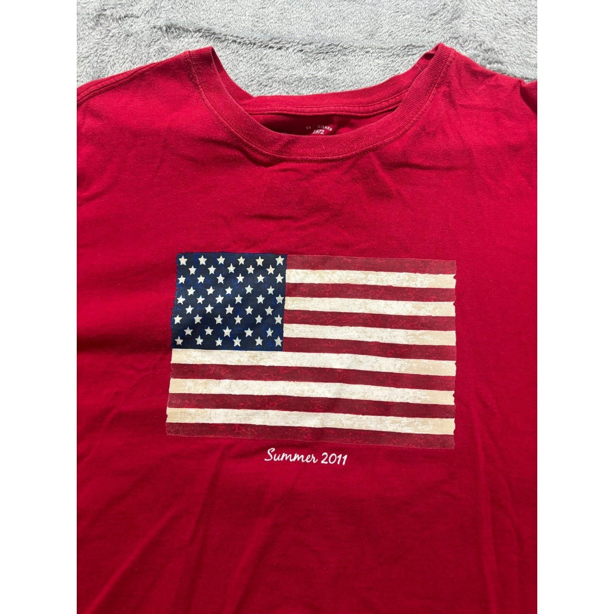 Faded Glory L Red American Flag Graphic T-Shirt Mens Vintage Casual Summer 2011
