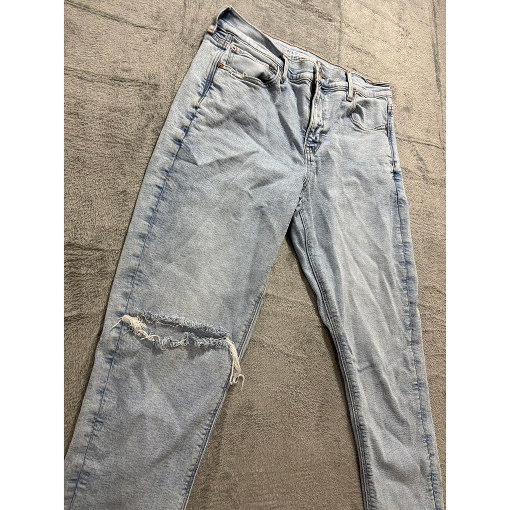American Eagle 10 Womens Light Wash Distressed Jeans Denim Casual Boho Vintage