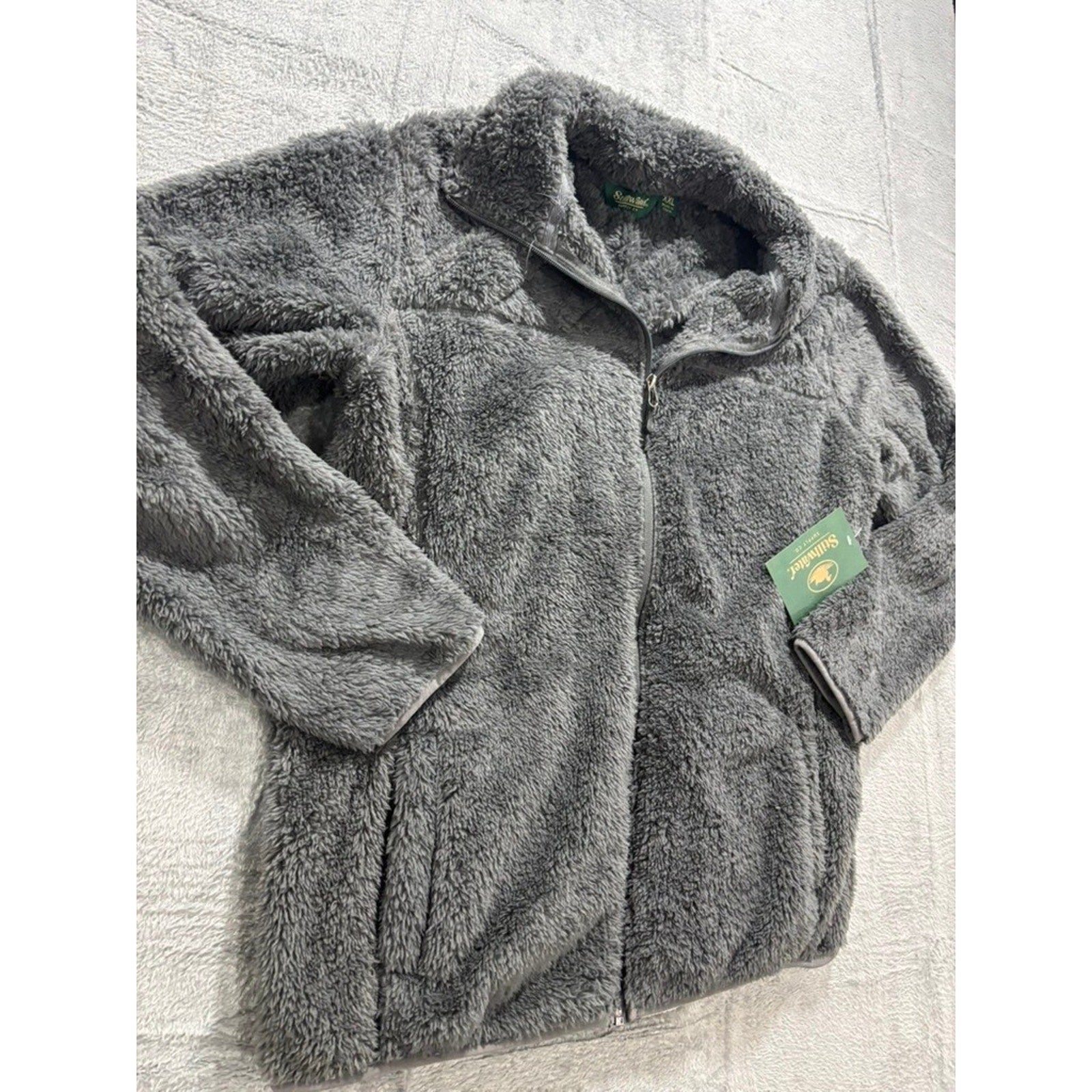 Stillwater Supply Co Sherpa Jacket Womens XXL Gray Fleece Full Zip Cozy Soft