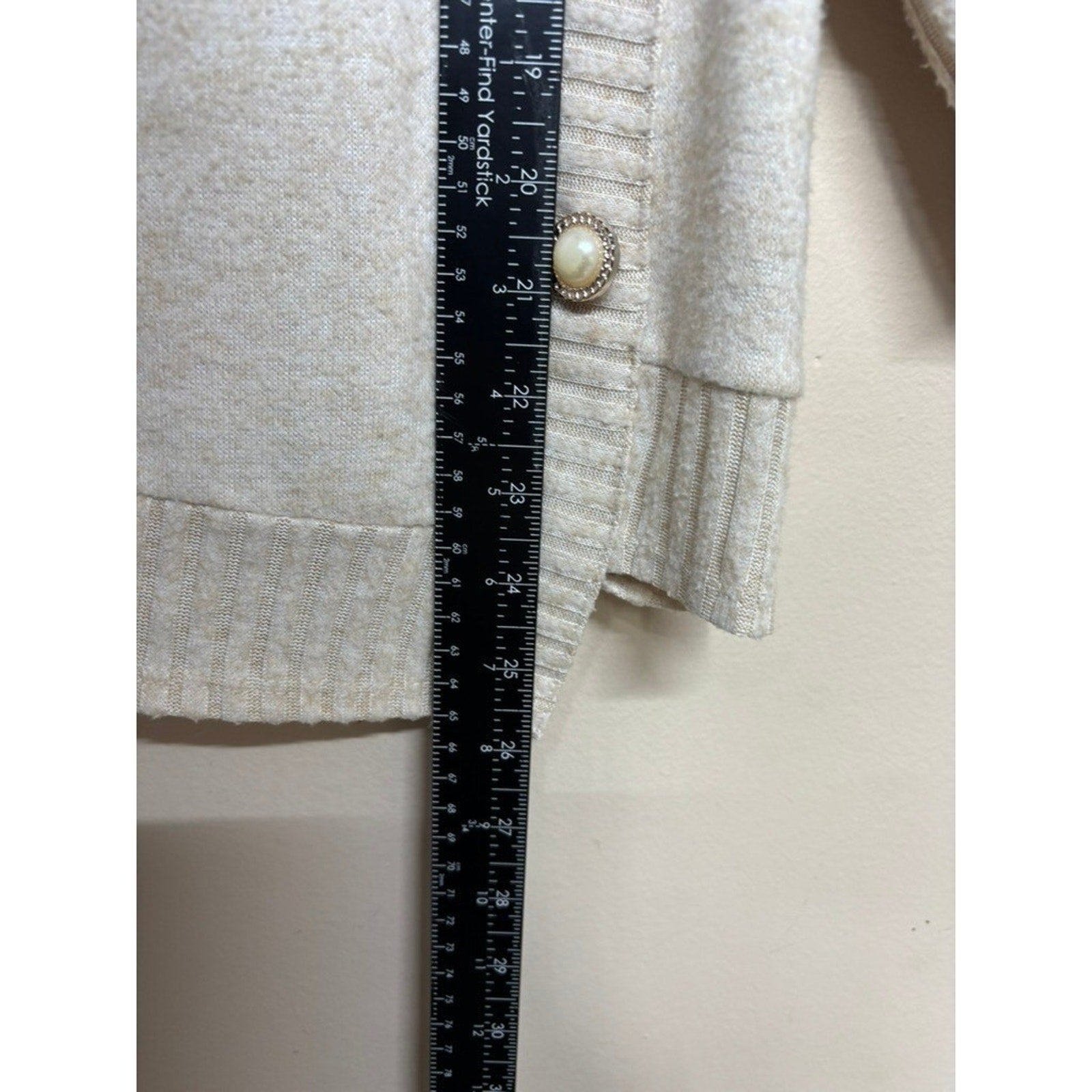 Adrienne Vittadini Cowl Neck Sweater Cream Button Detail Asym Hem Women's Large