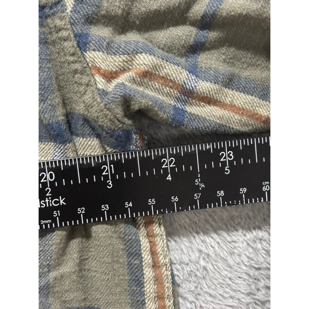 American Eagle M Green Plaid Hooded Flannel Shirt Womens Vintage Casual Cozy