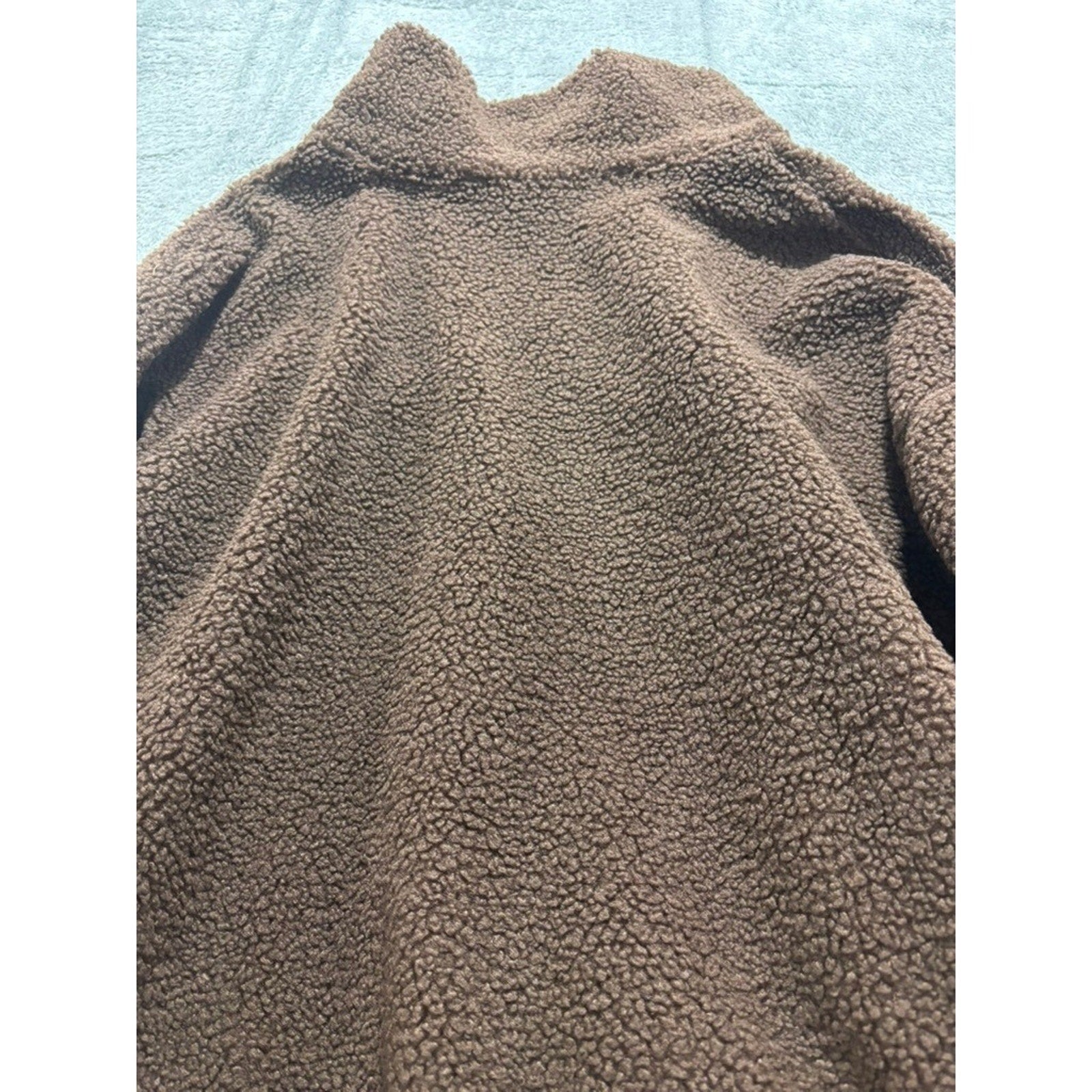 HM DIVIDED Womens XL Brown Teddy Fleece Full Zip Jacket Oversized Sherpa Cozy