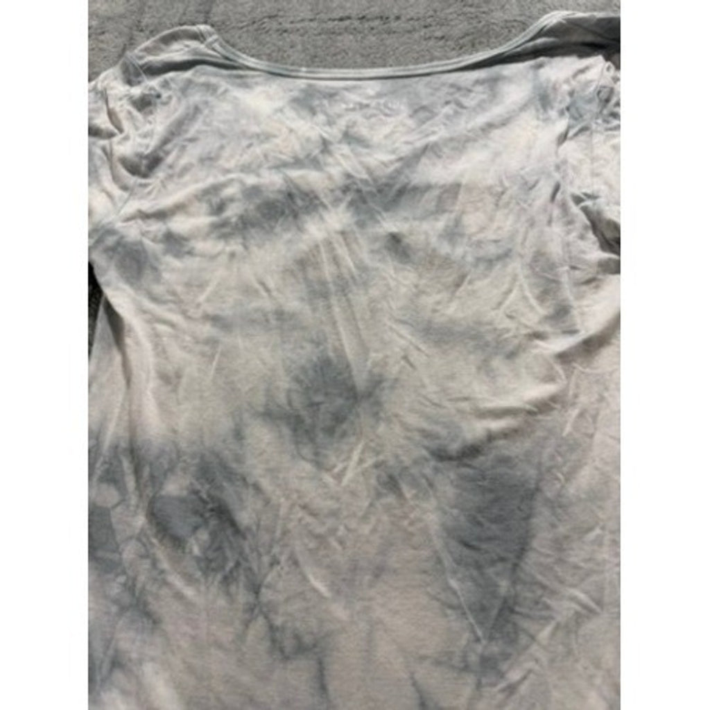 American Eagle Soft & Sexy Tie Dye Ruched V-Neck Lettuce Edge Baby Tee Blue S