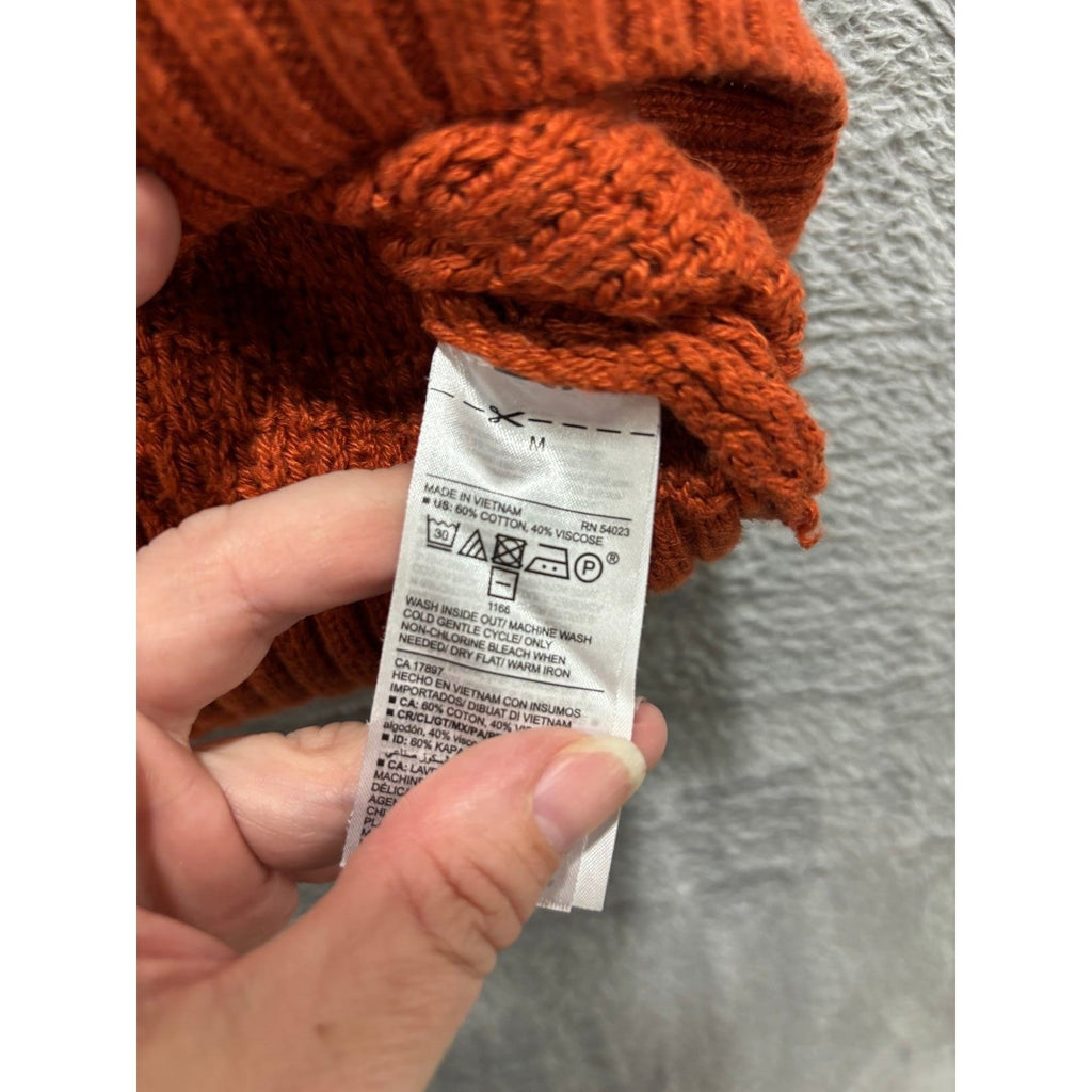 Old Navy Womens M Burnt Orange Waffle Knit Tunic Sweater Boho Casual Cozy