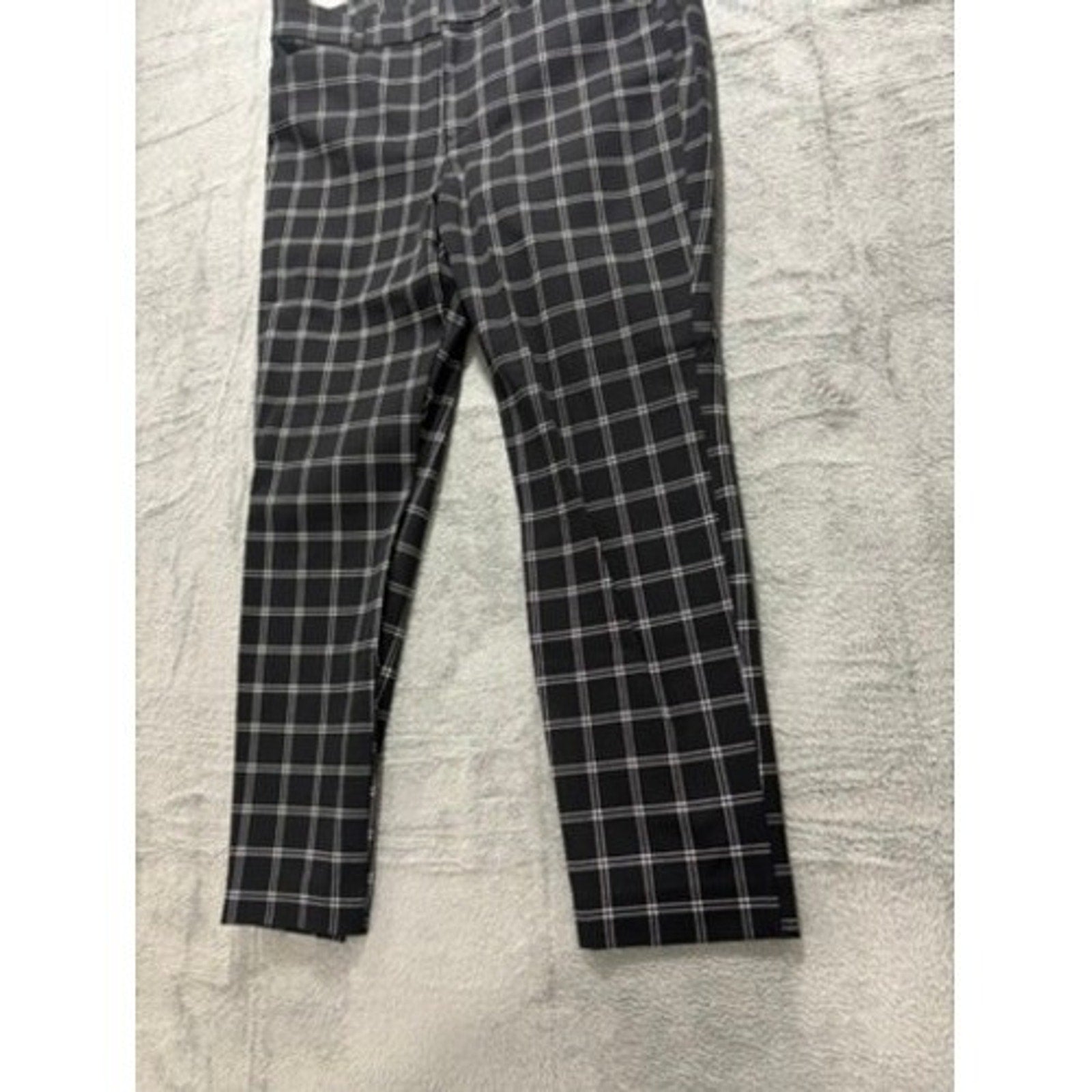 Old Navy Pixie High Rise Ankle Pants Black White Windowpane Plaid Womens 14