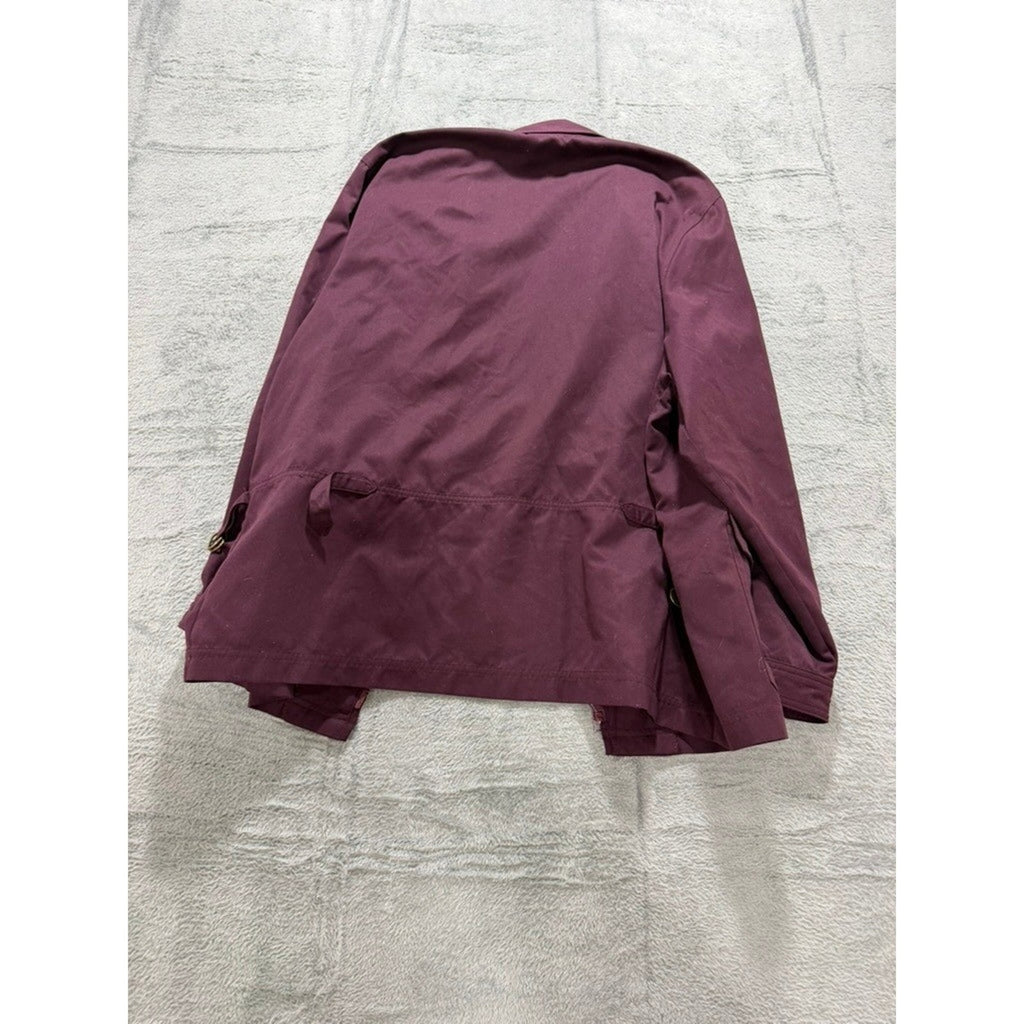 Koret Petites Womens Plum Purple Full Zip Utility Jacket Collared Flap Pockets L