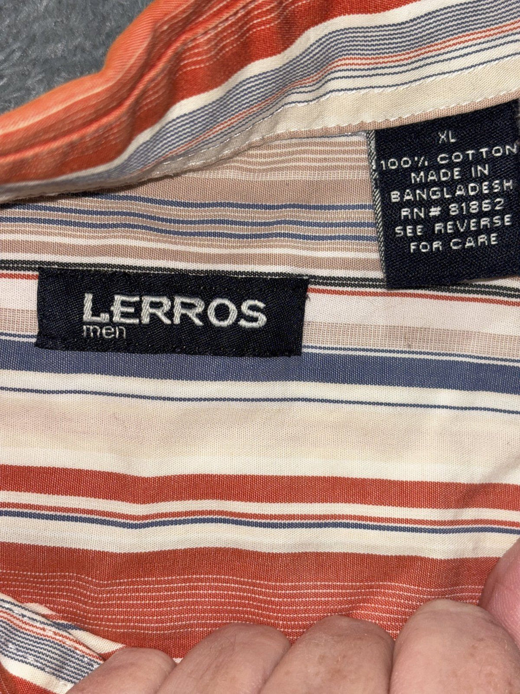 Lerros Men's Red Blue Stripe Short Sleeve Shirt XL, photo 5 of 7