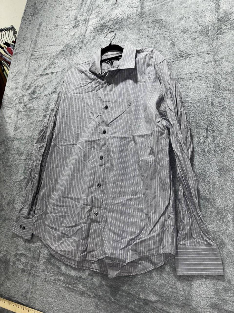 Express Men's Gray Striped Dress Shirt Size L, photo 2 of 9