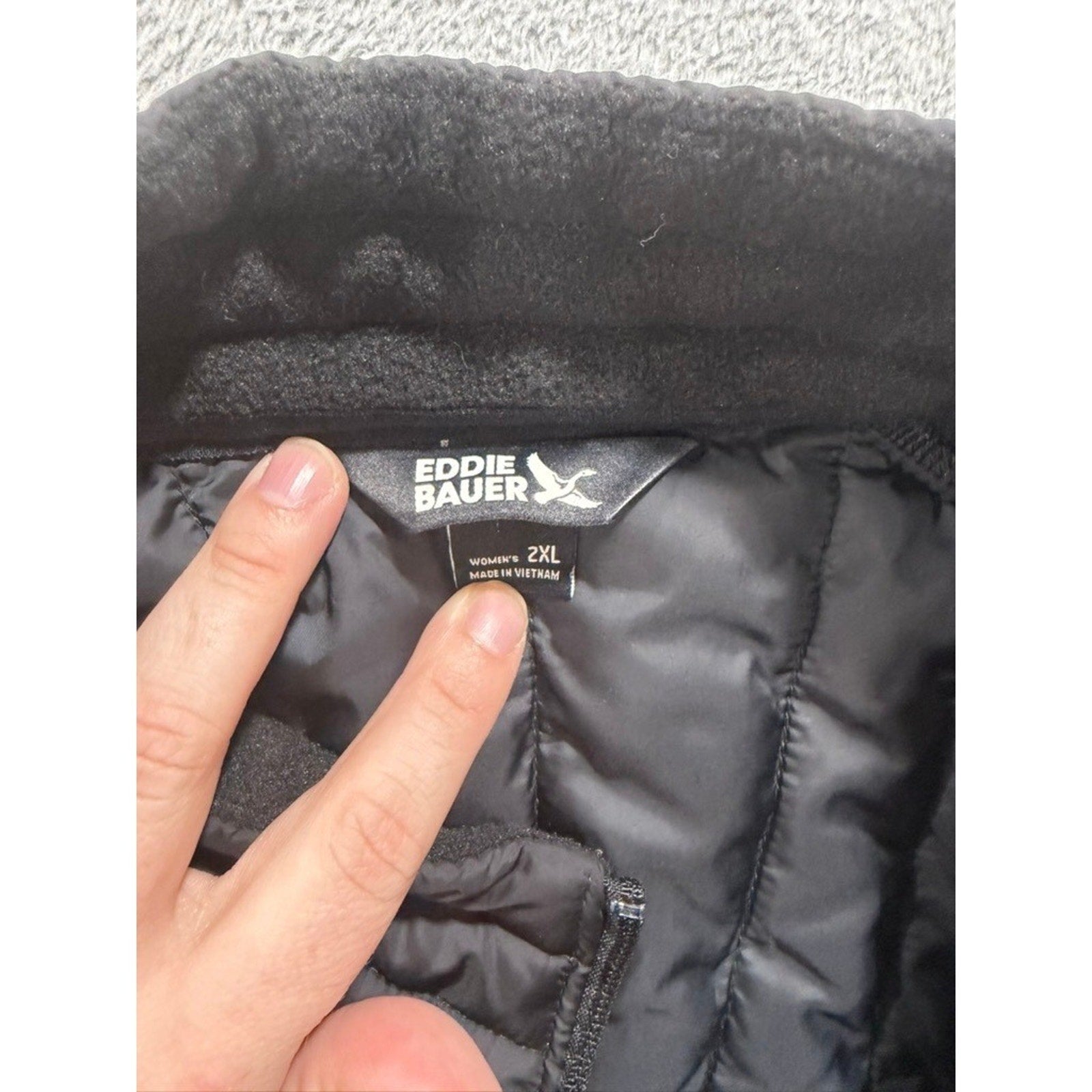 Eddie Bauer Women 2XL Black Hybrid Puffer Softshell Fleece Lined Jacket Full Zip