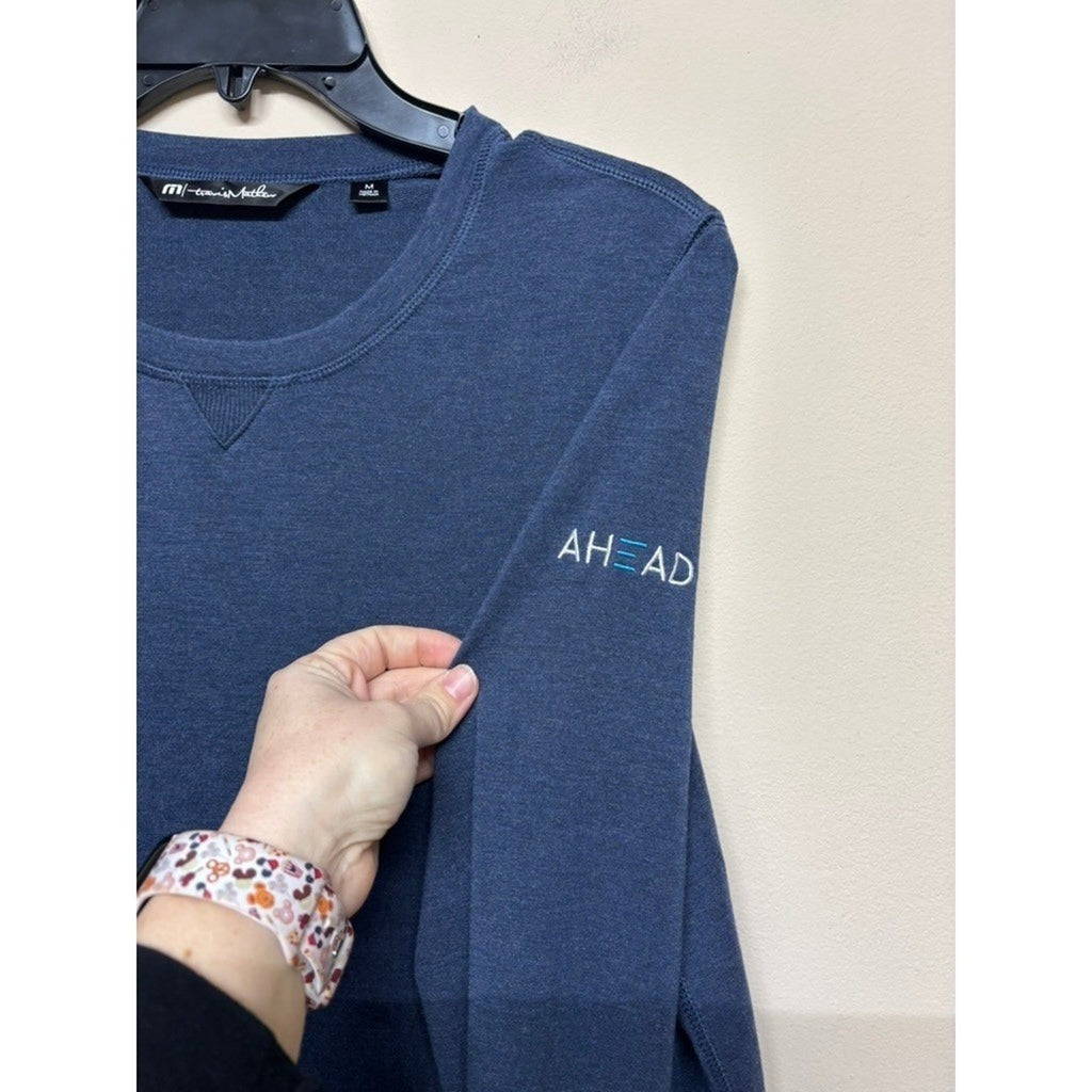 TravisMathew Men's Blue Pullover Sweatshirt Athleisure Crewneck Lounge Gym M