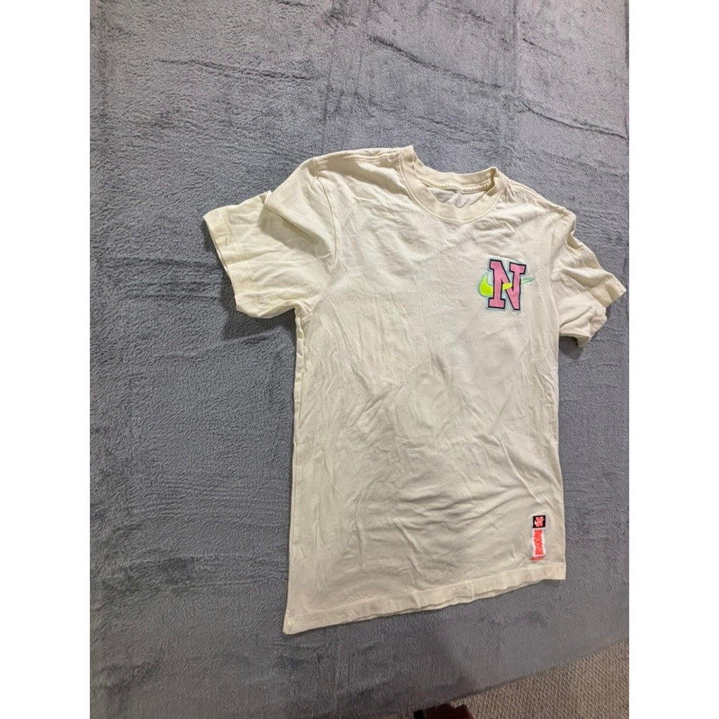 Nike S Cream Graphic T-Shirt Womens Athleisure Casual Short Sleeve Tee
