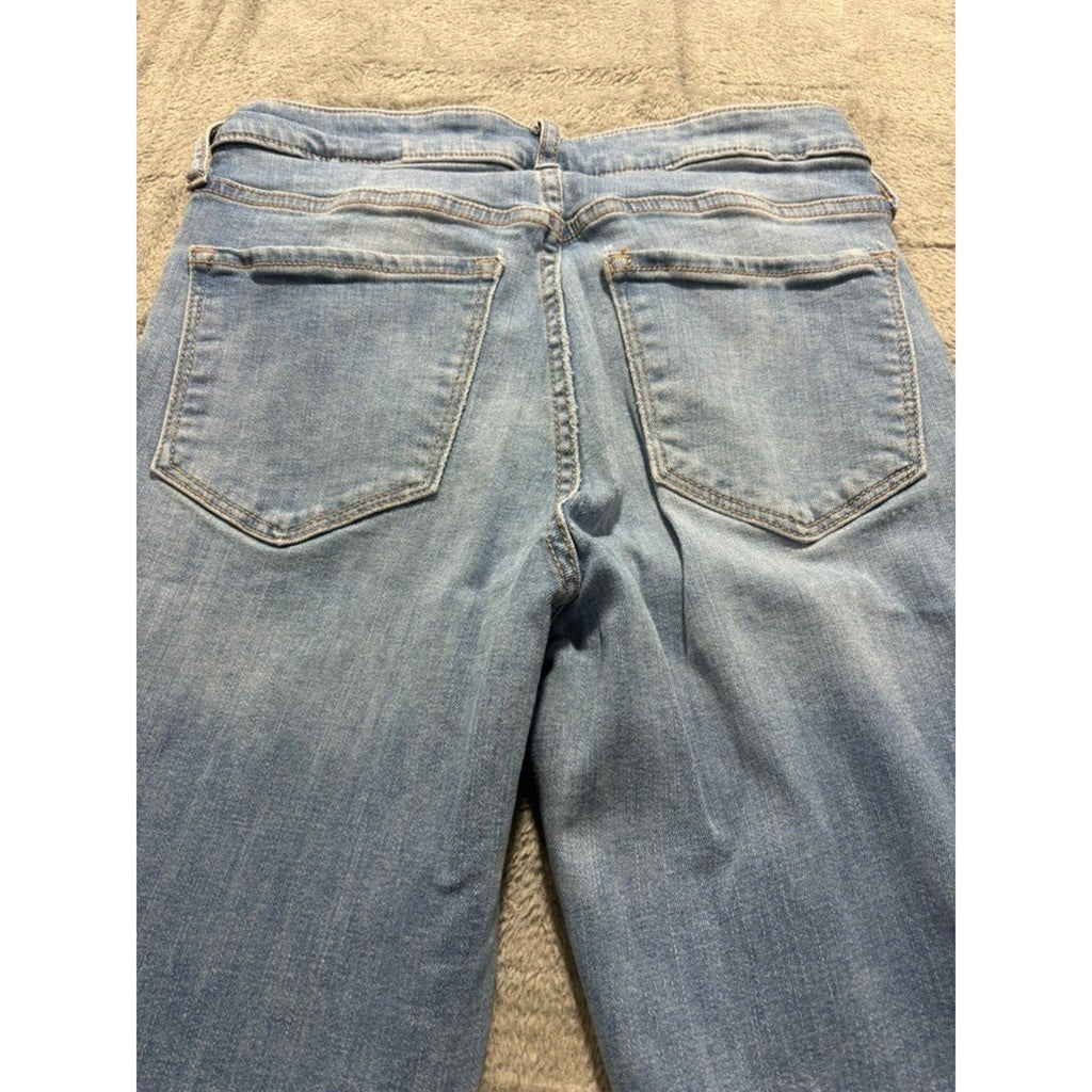Old Navy Rockstar Super Skinny High Rise Blue Jeans Raw Hem Womens 6 Medium Wash