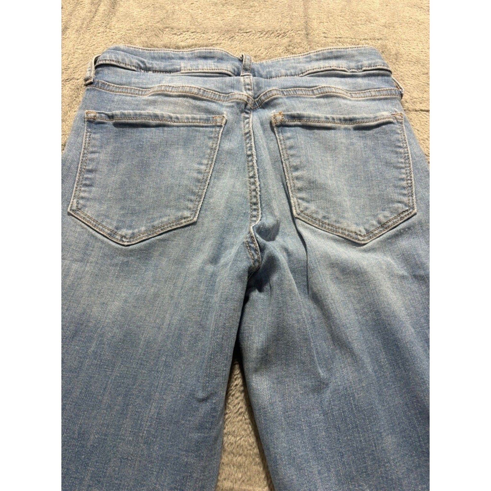 Old Navy Rockstar Super Skinny High Rise Blue Jeans Raw Hem Womens 6 Medium Wash