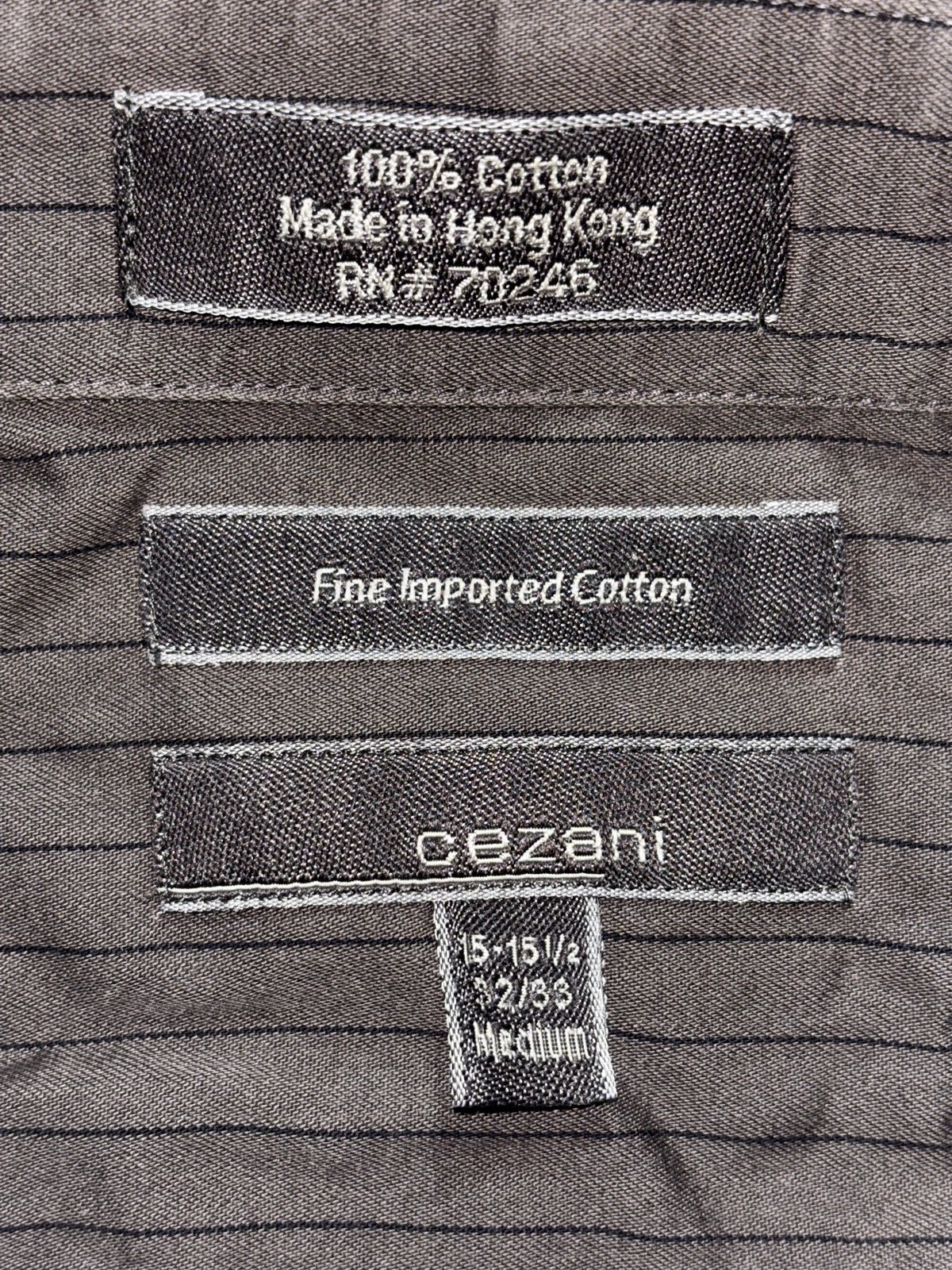 Cezani Men's Brown Pinstripe Shirt 15-15 1/2 32/33, photo 6 of 8