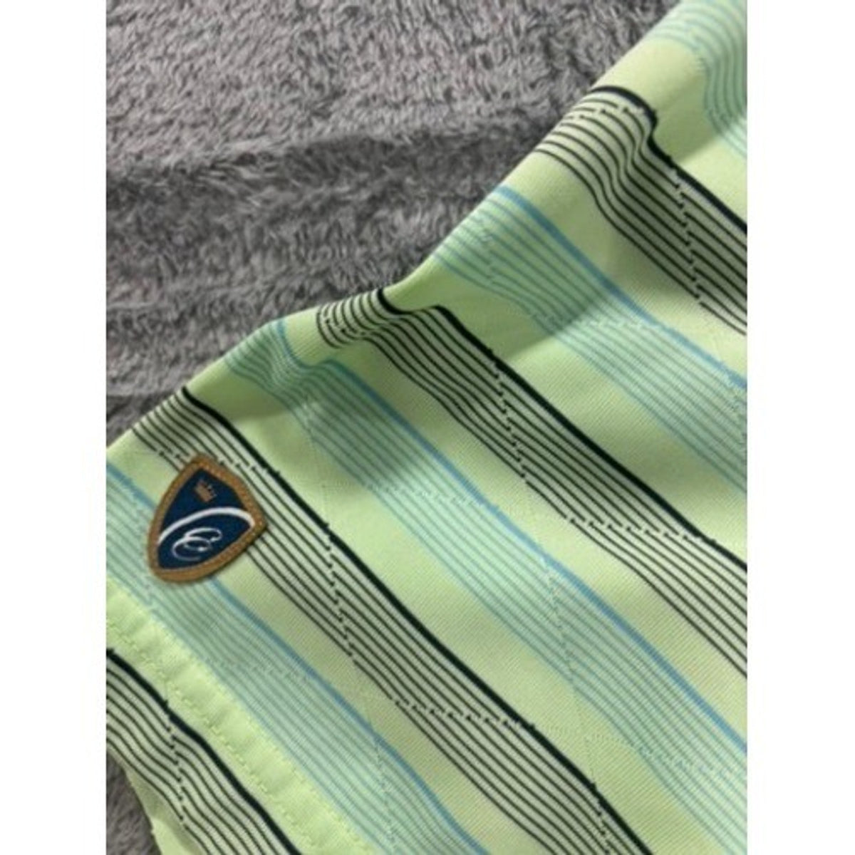 Cleveland Classics Golf Polo Shirt Mens XXLT Green Striped Performance Stretch