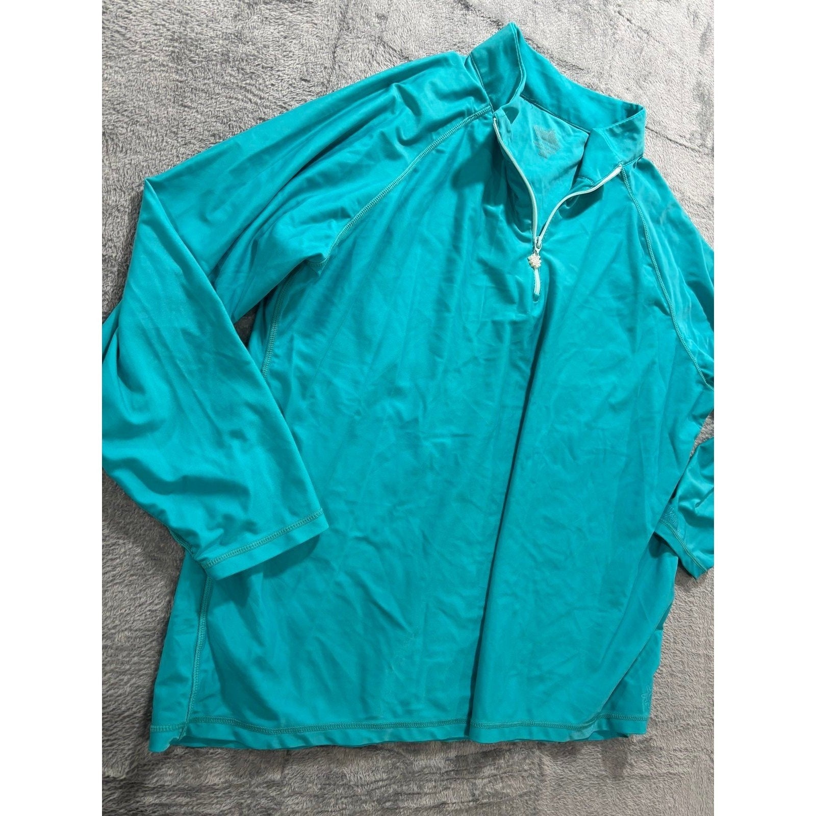 UV Skinz Womens 3XL Teal Rash Guard Long Sleeve 1/4 Zip Athleisure Coastal
