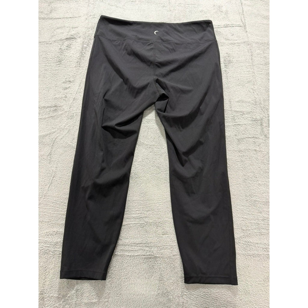 Zyia Active Black Laser Cut Distressed Cropped Leggings Plus 16-18 High Rise